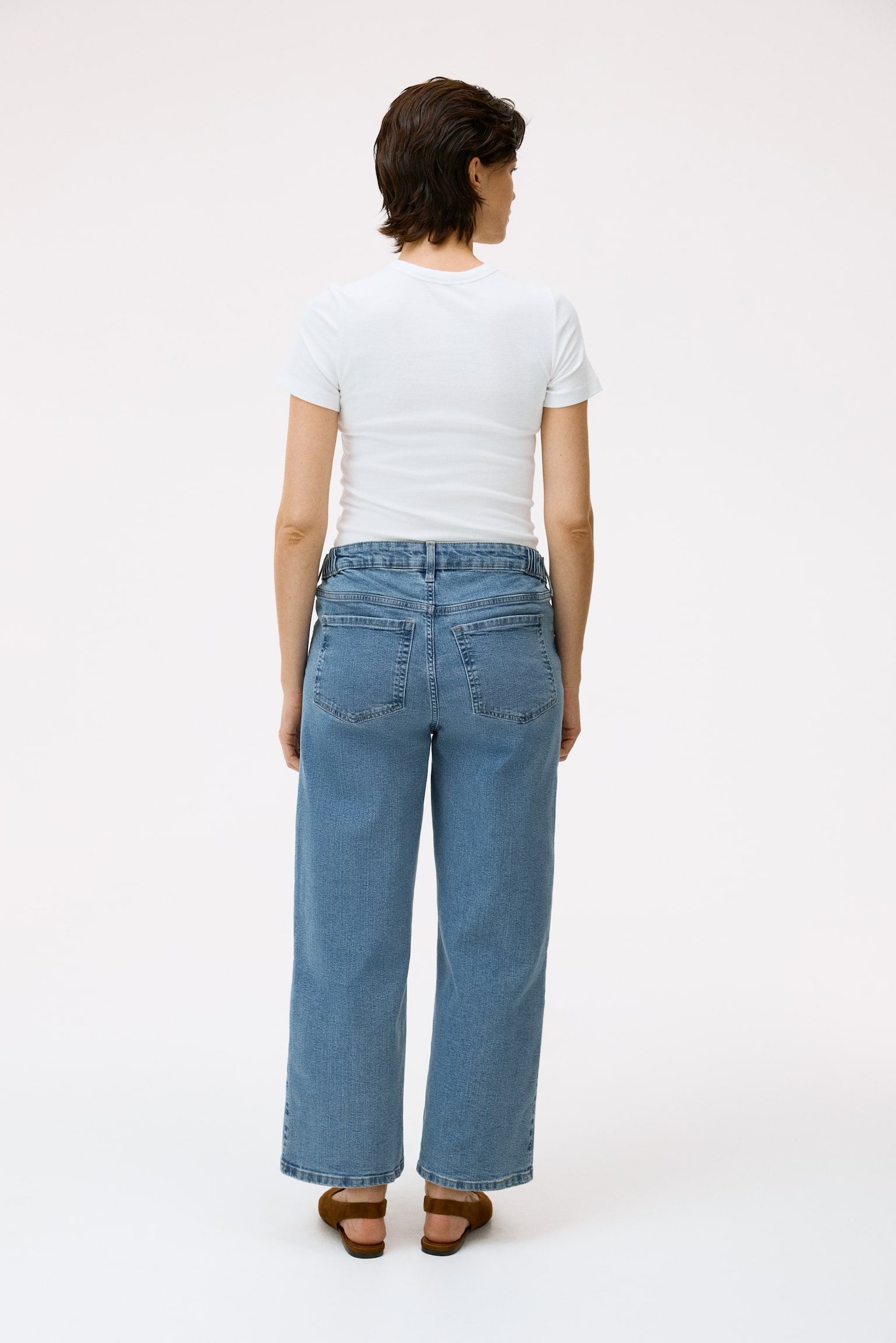 MAMA Wide Low Waist Ankle Jeans - כחול ג'ינס/כחול ג'ינס כהה/כחול ג'ינס בהיר - 6
