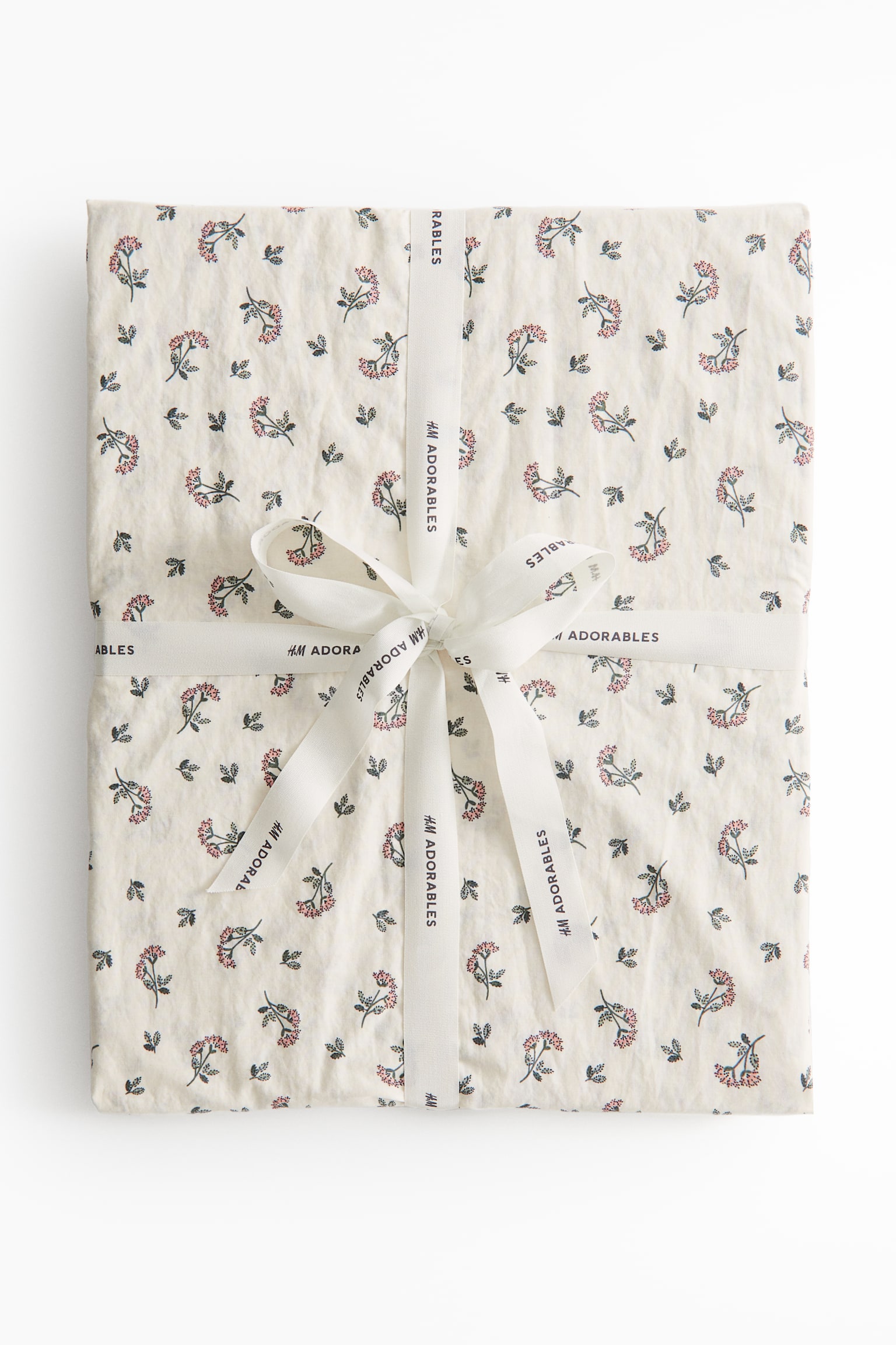 Cotton fitted sheet - White/Floral - 2