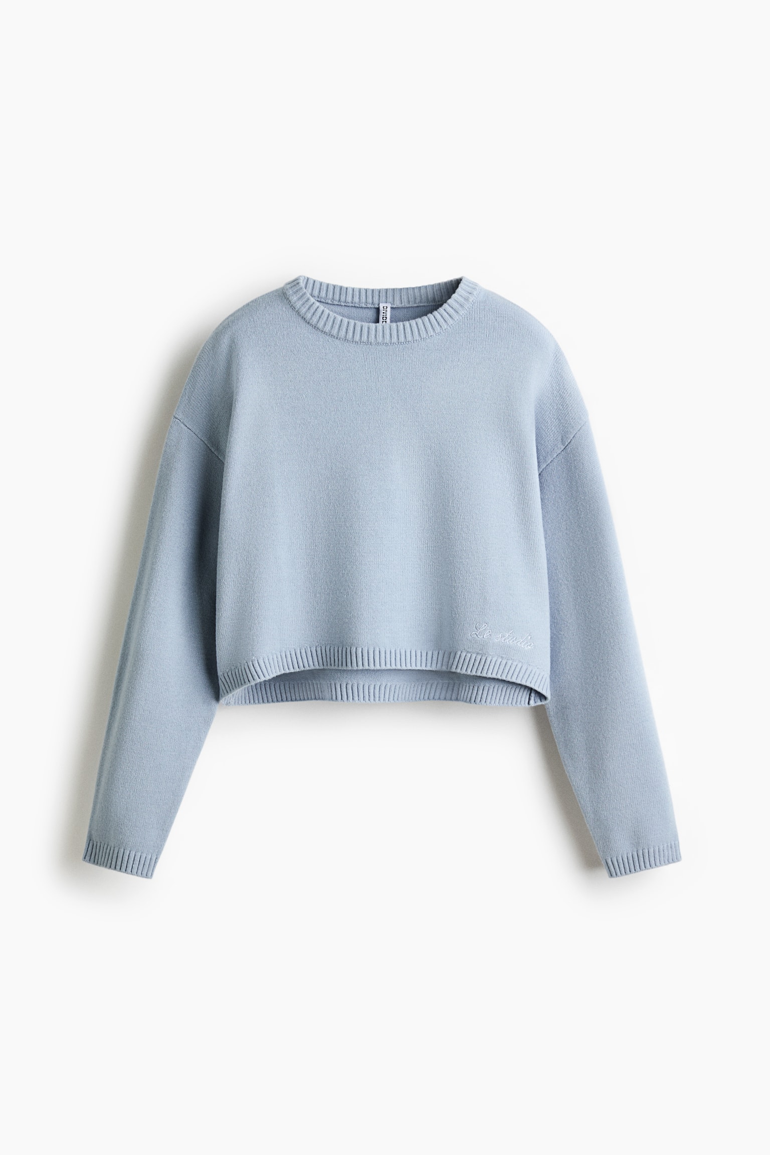 Pullover aus Baumwollgemisch in Loose Fit - Helles Mattblau/Pflaumenrot - 1