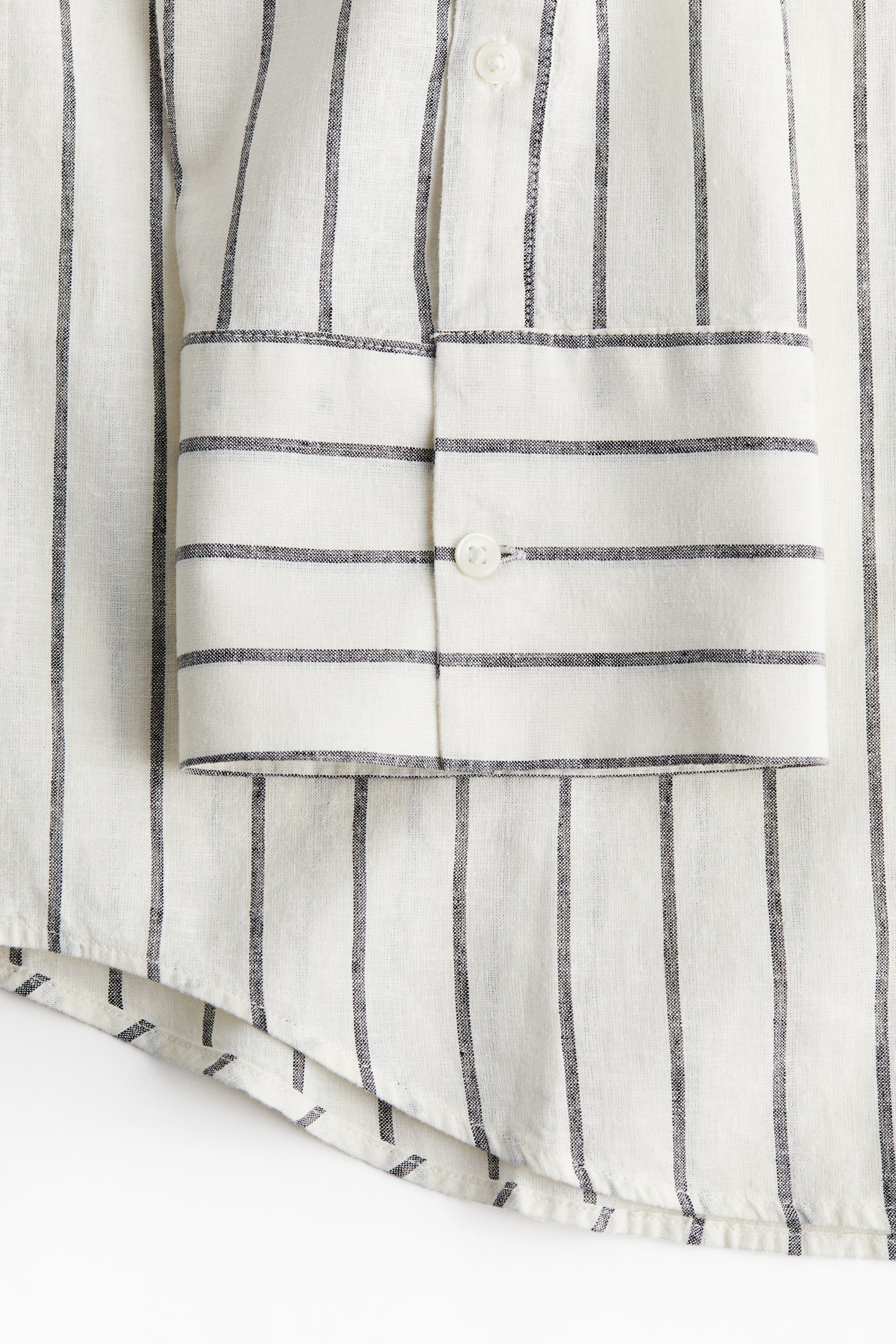 Linen-blend shirt - Cream/Striped/Dusty blue/Black - 3