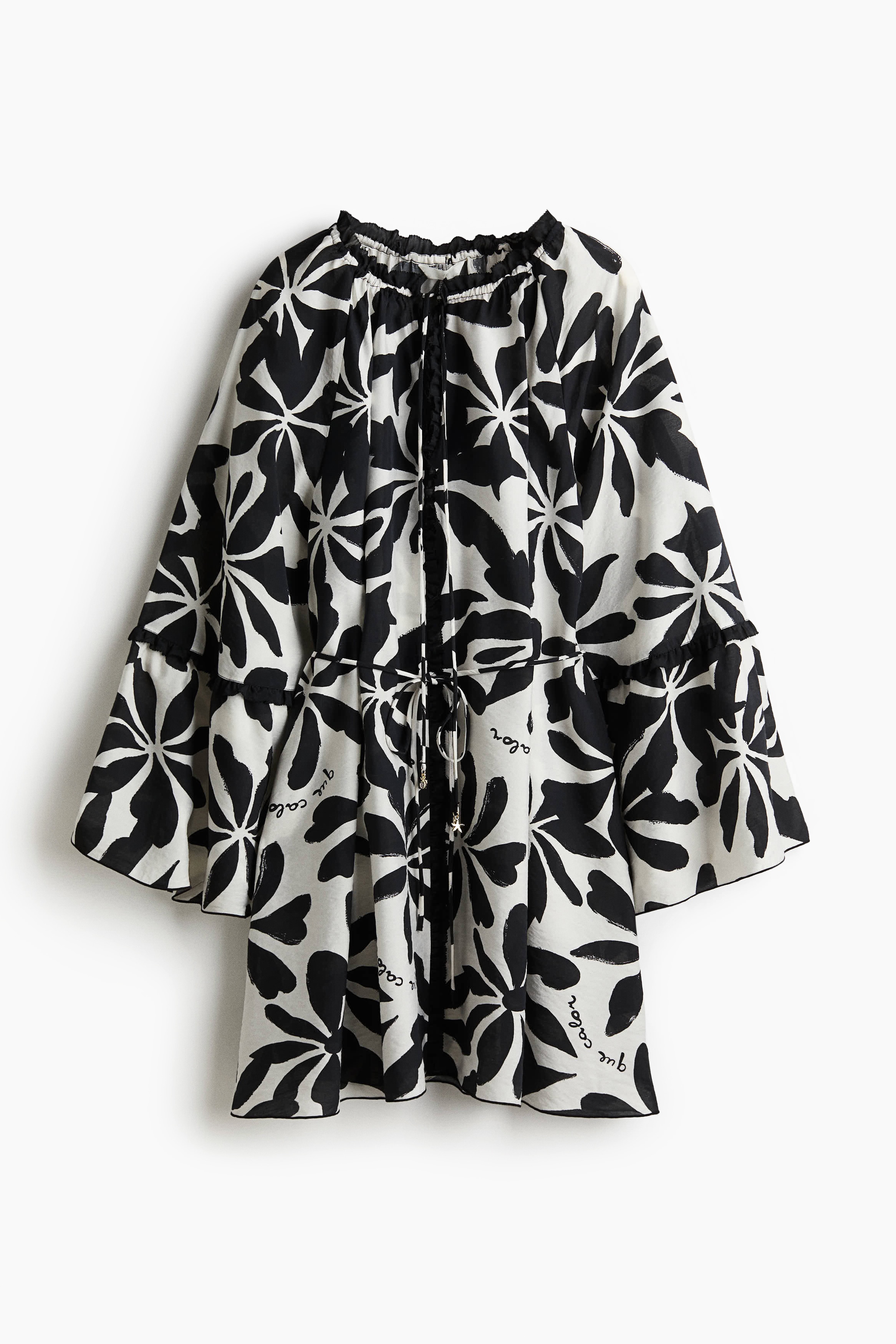 Φόρεμα-τουνίκ με μανίκι-καμπάνα - Λευκό/μαύρο/φλοράλ/Μπορντό/Μαύρο/φλοράλ/Σκούρο καφέ