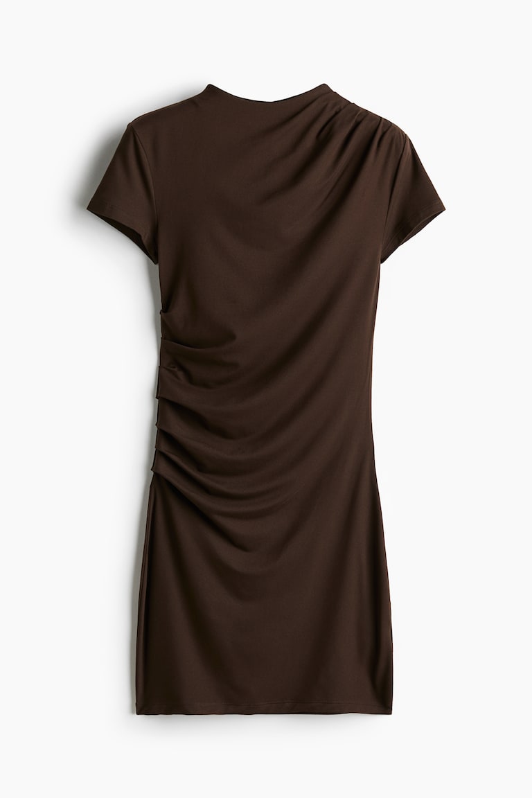 hm draped bodycon dress Women's Dark brown and pleats on one THE ARCHIVES DROP 5 Womens burgundy leather dress Color:Spotted Leopard