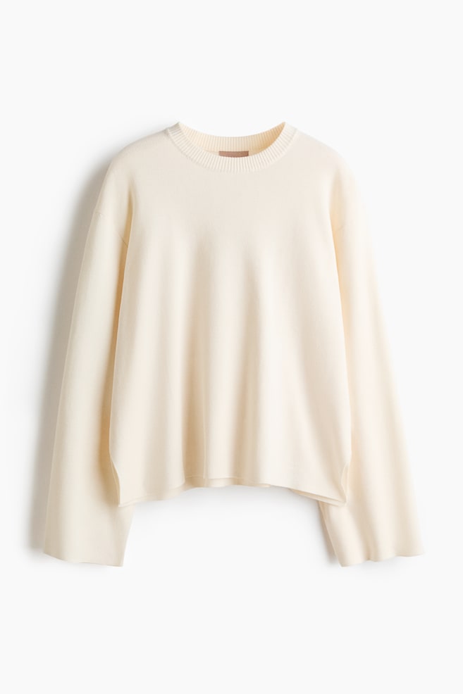 Obszerny sweter w drobny splot - Kremowy/Jasnobeżowy melanż/Ciemnoszary/Burgundowy/Ciemnobrązowy/Granatowy - 1