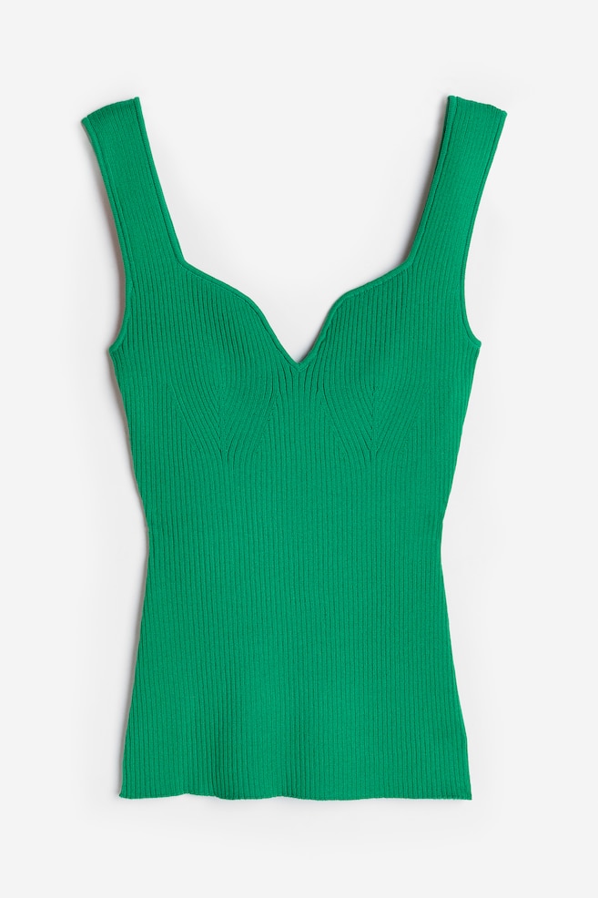 Rib-knit vest top - Green/Black/White/Greige - 2