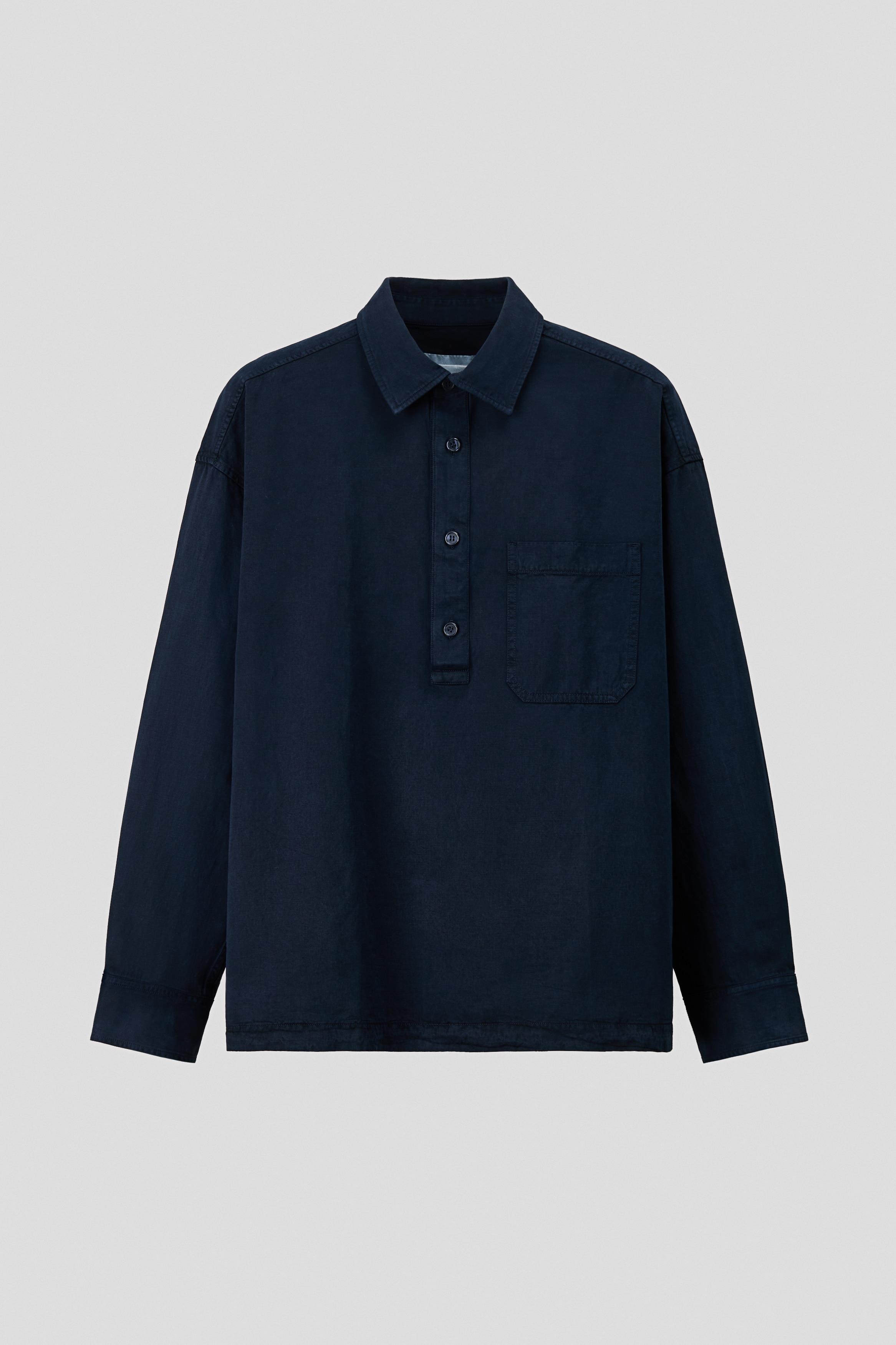 Camisa popover Loose Fit - Azul marino