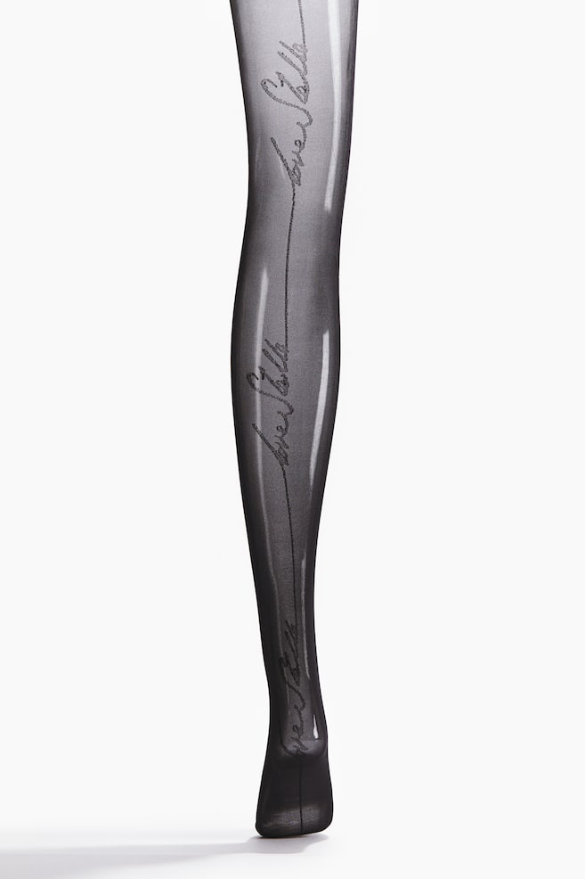 Text-Motif Tights-Black - 5
