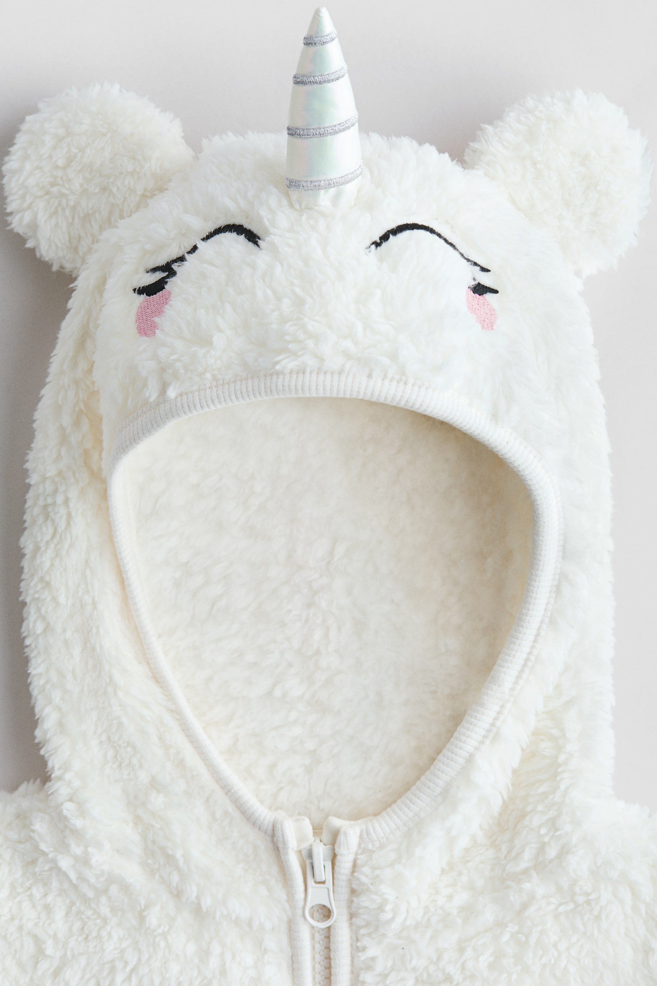 View larger image: Zip-through teddy hoodie - White/Unicorn - Kids | H&M IN 2