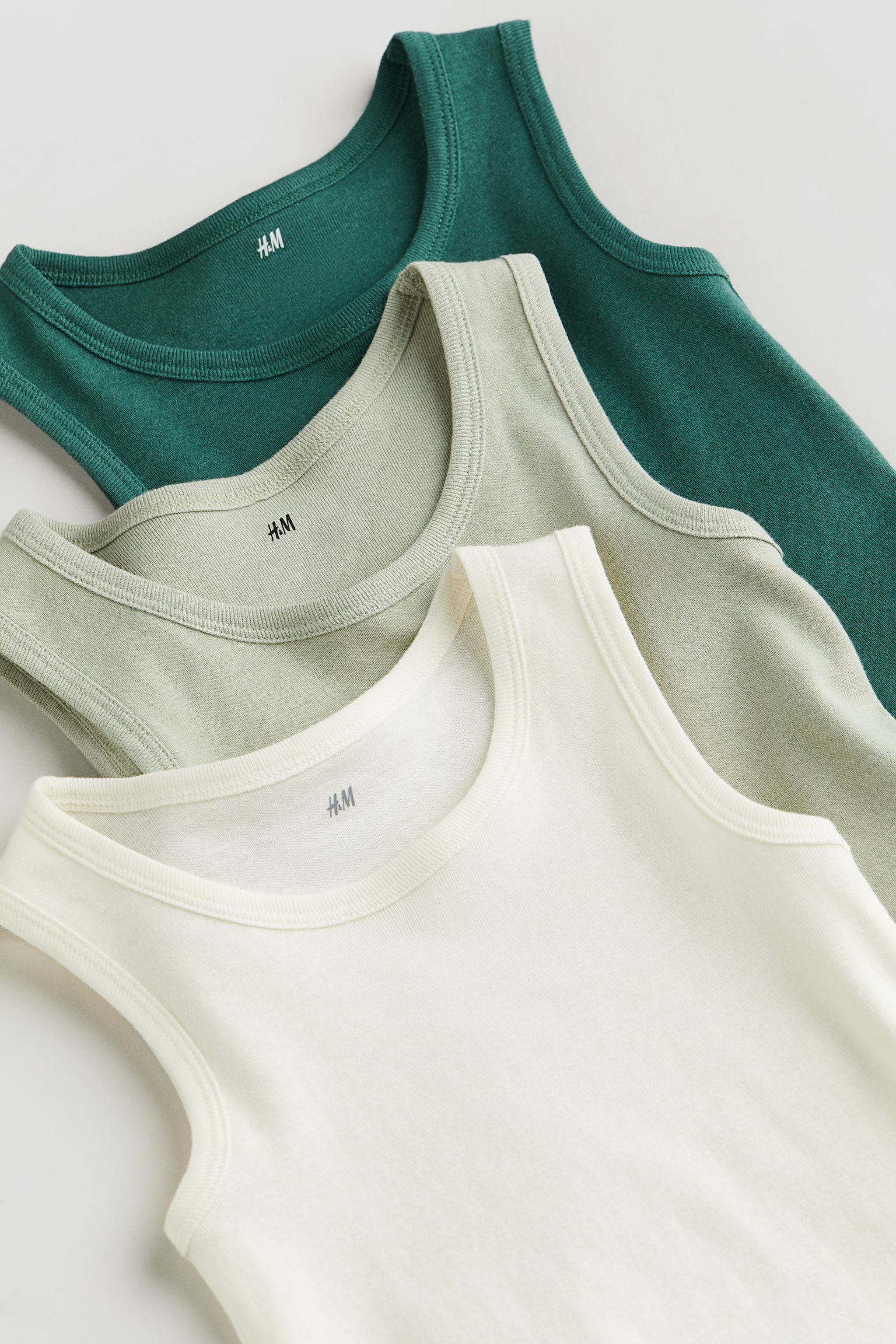 3-pack vest tops - White/Light green/Green/White/Navy blue - 2