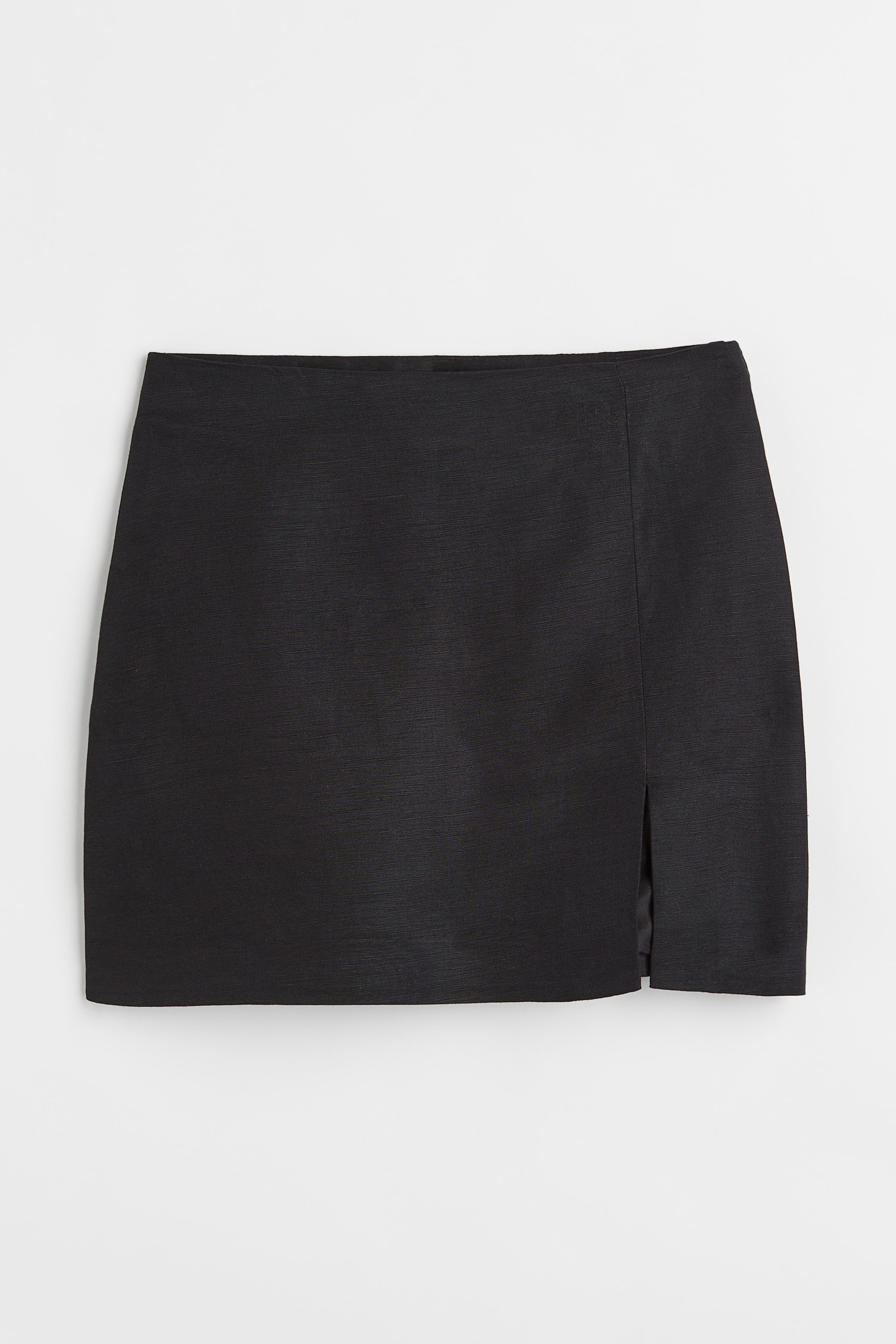 Short linen-blend skirt - Regular waist - Short - Black - Ladies | H&M GB