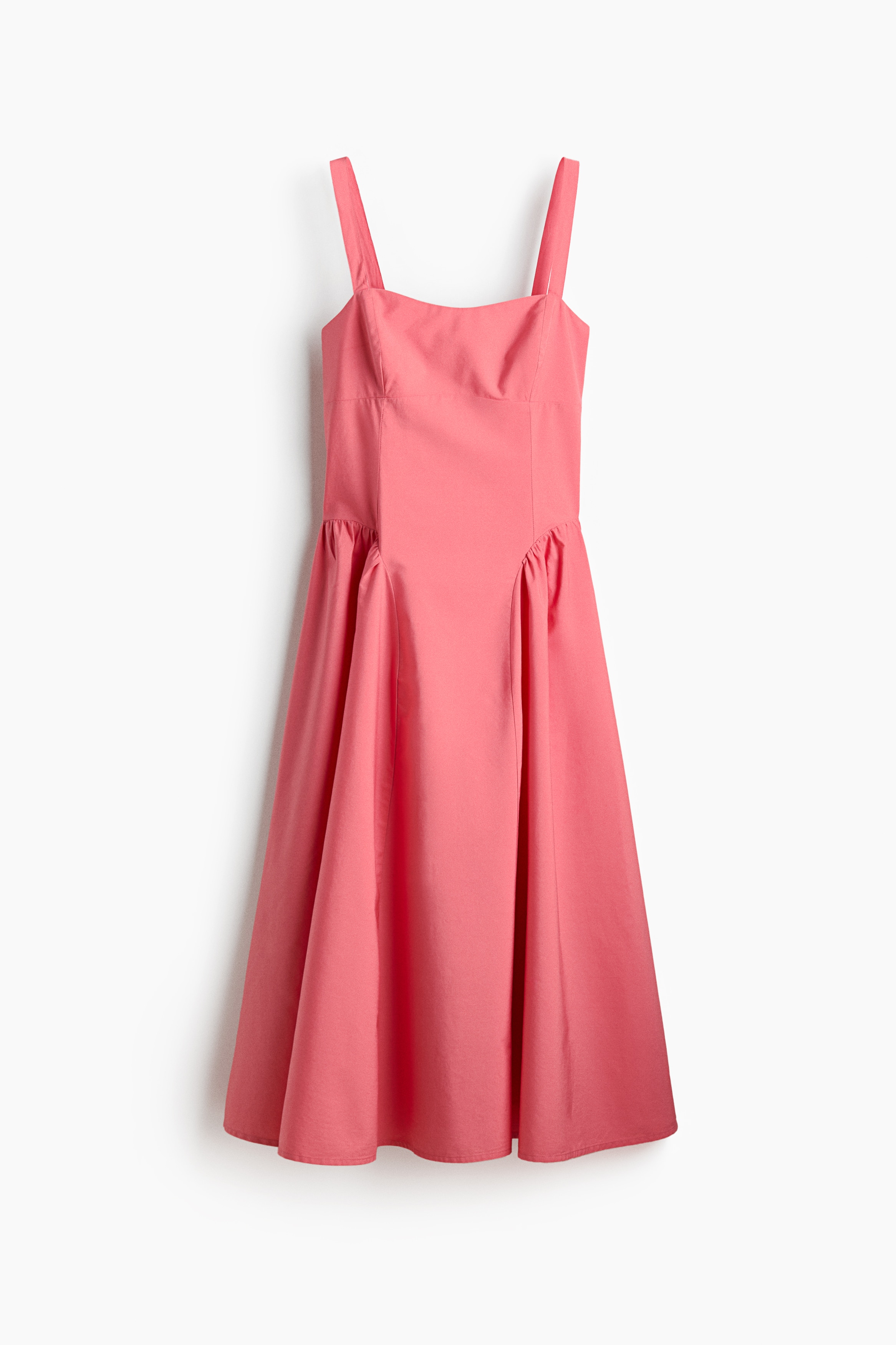 Flared-skirt poplin dress - Pink
