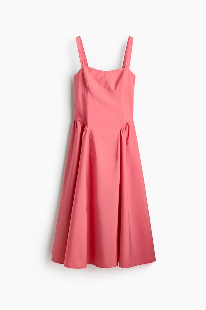 Flared-skirt poplin dress - Pink - 1