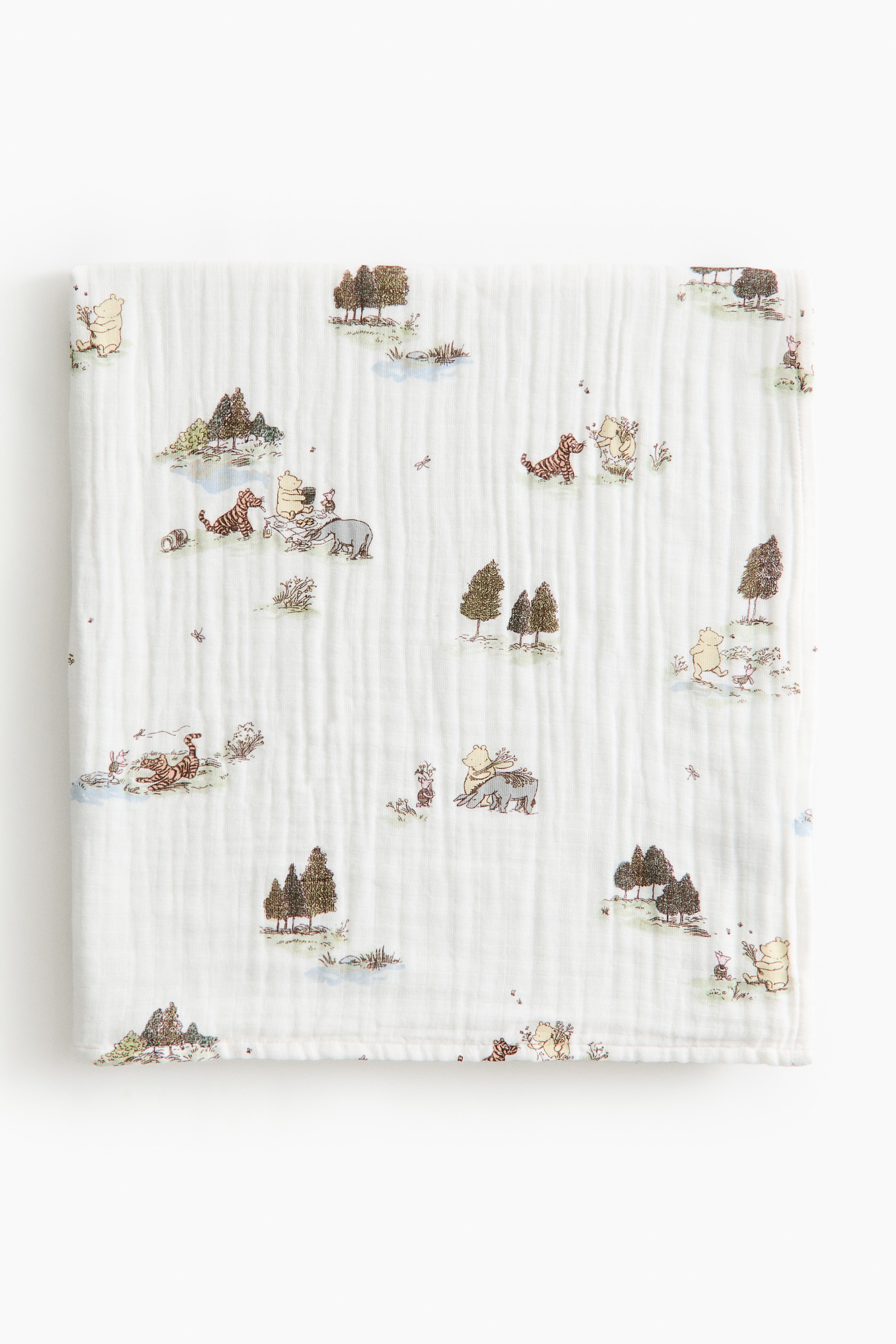 Patterned Muslin Baby Blanket - Light green/Winnie the Pooh/Light blue/Winnie the Pooh