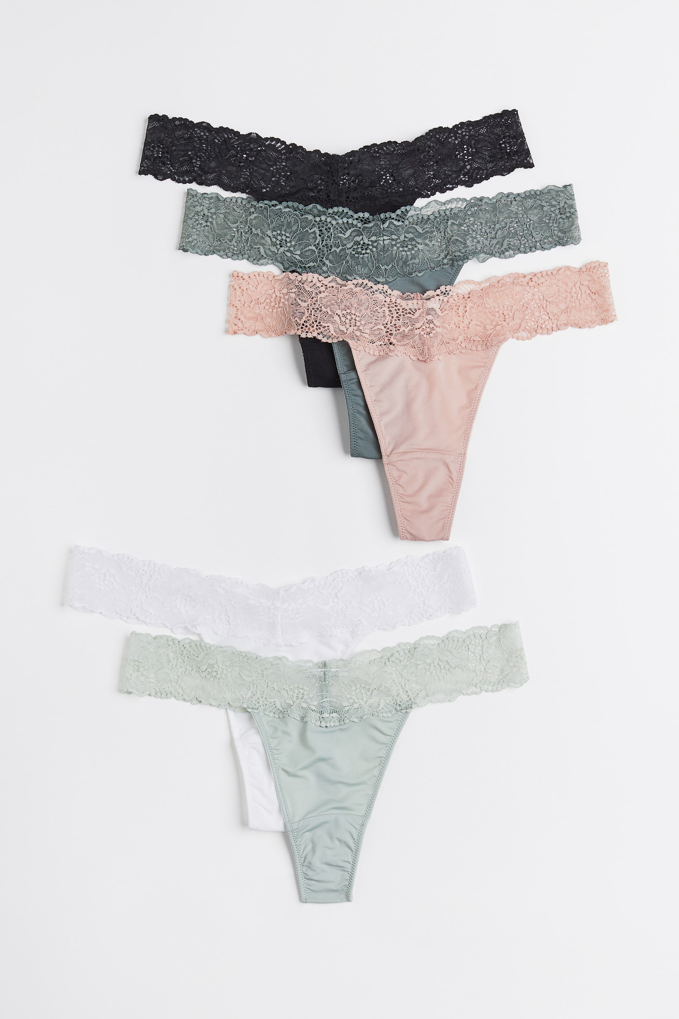 View larger image: 5-pack lace thong briefs - Black/Old rose - Ladies | H&M 1