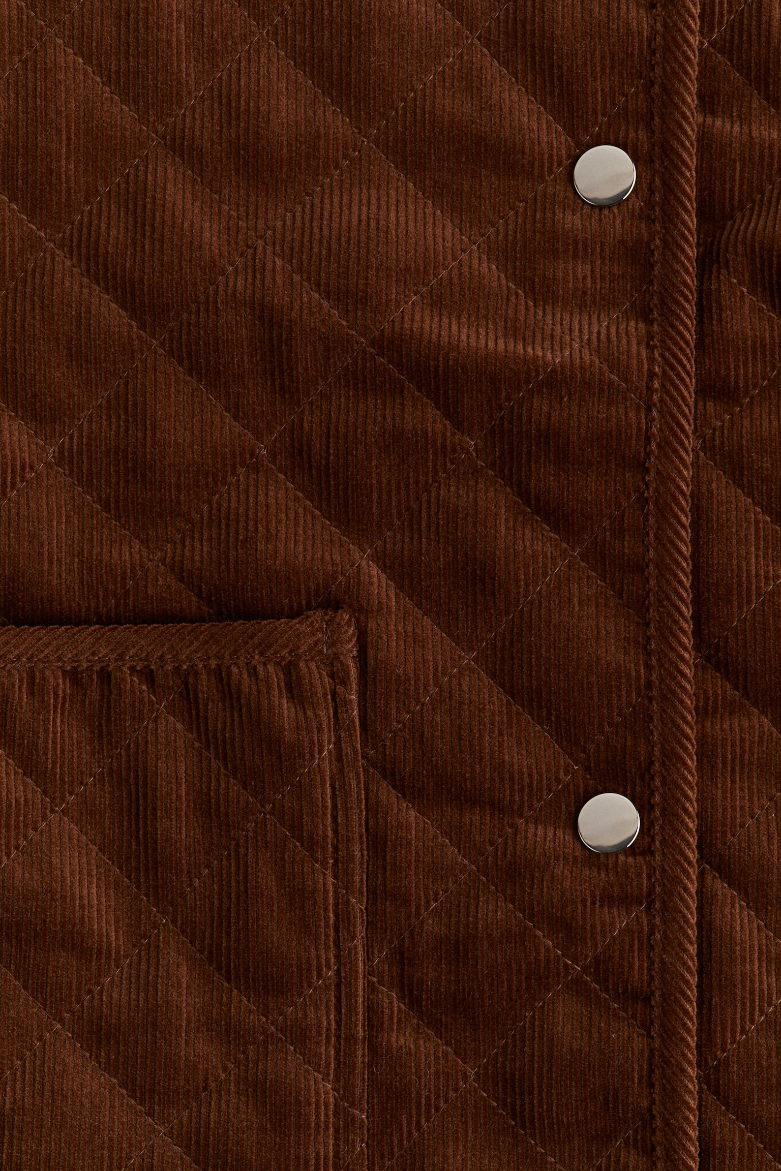 Oversized quilted corduroy jacket - Brown/Dark khaki green - 3