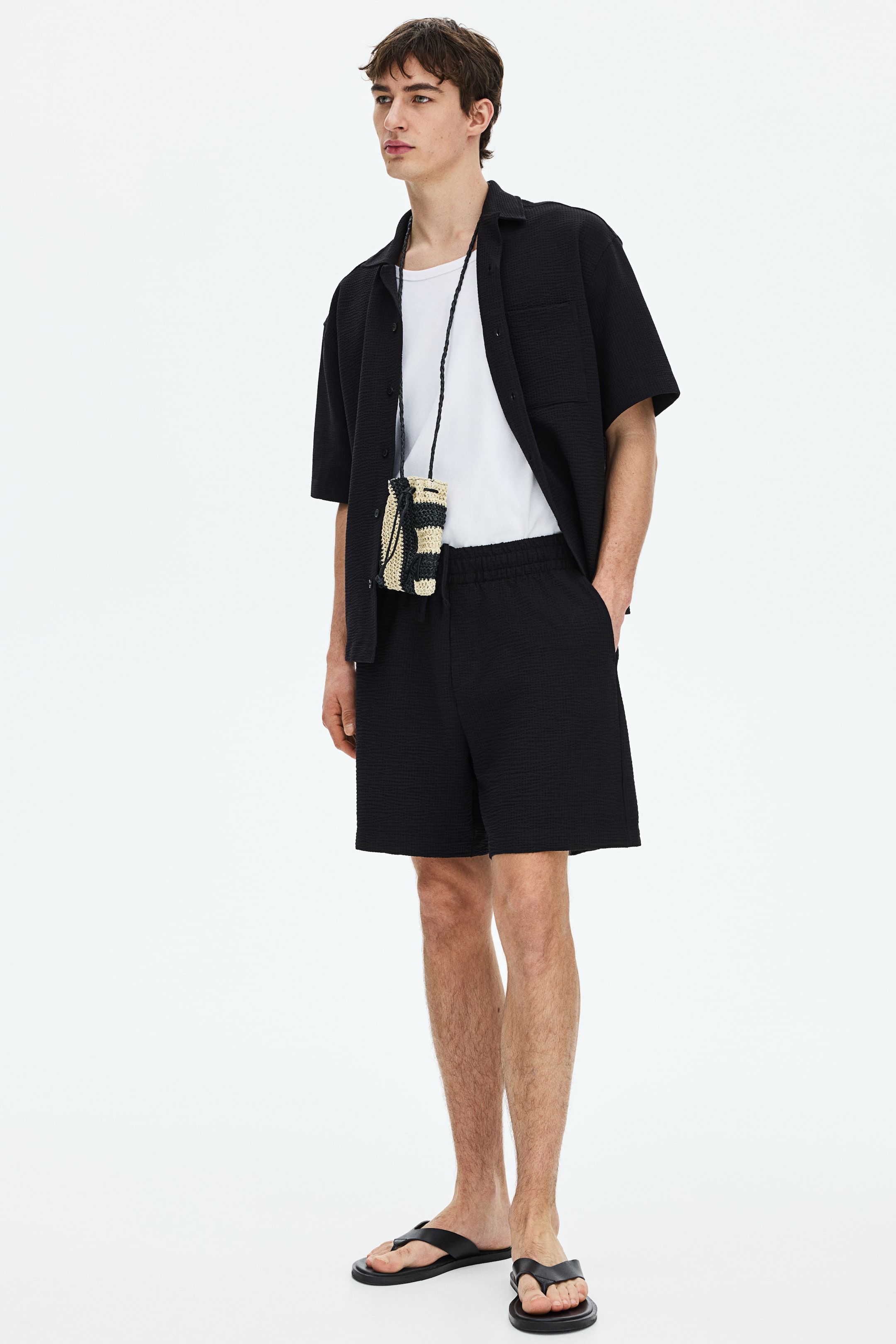 Мужские шорты H&M Relaxed-Fit Waffled Shorts — фото 3