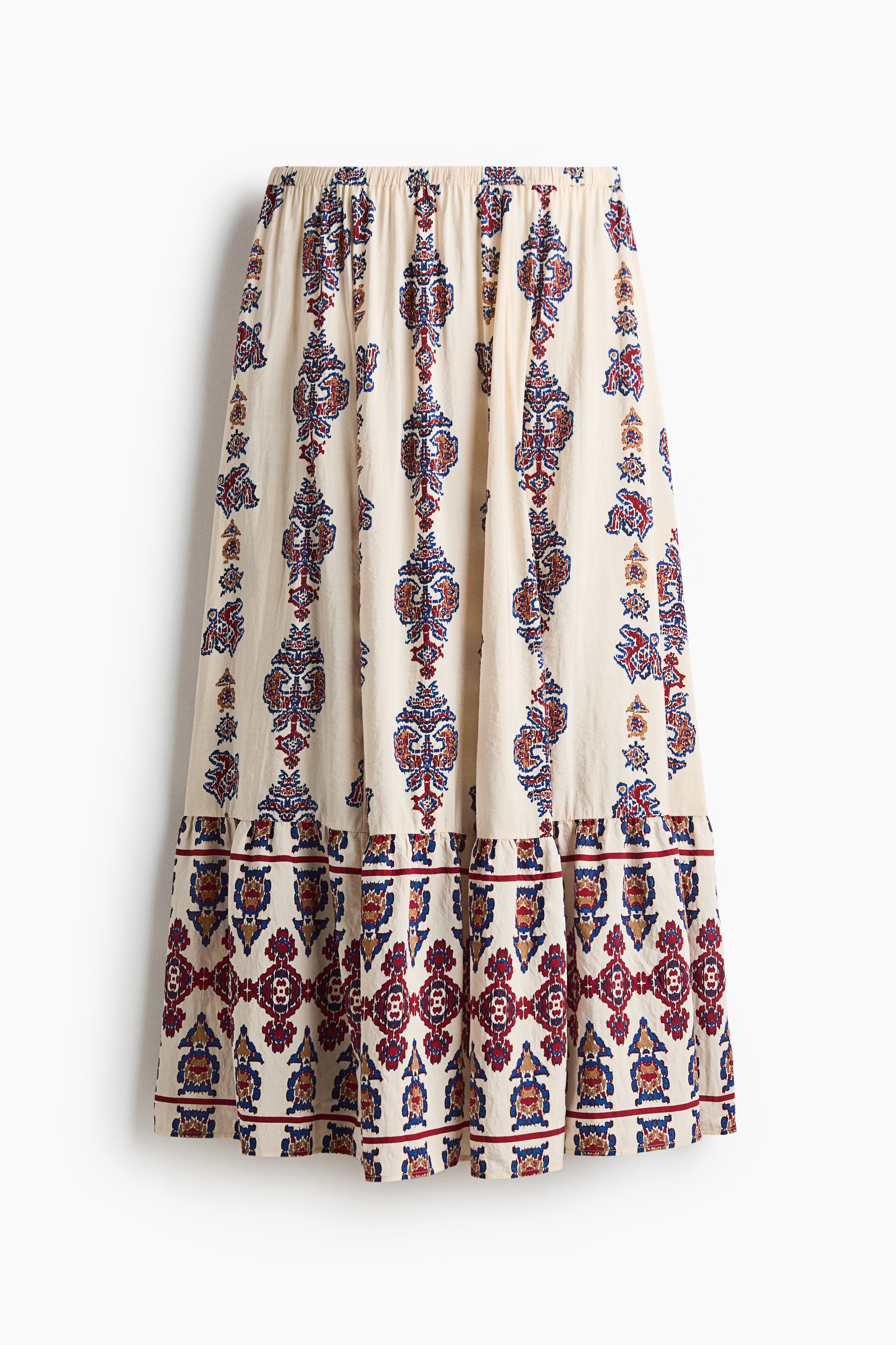 Flared skirt - Light beige/Patterned/Green/Paisley pattern