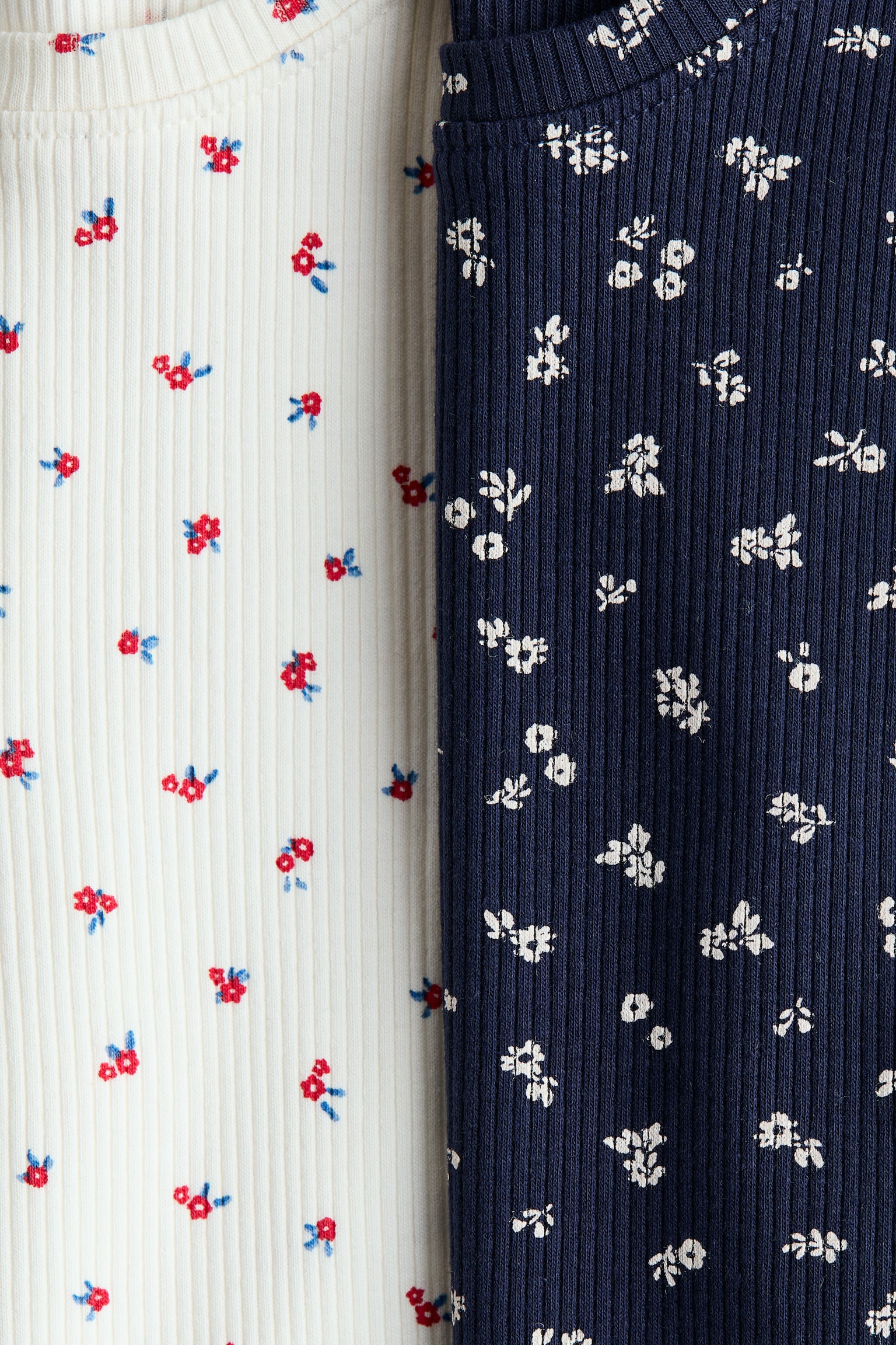 2-pack flounce-trimmed tops - Navy blue/Floral/Black/Spotted/Light dusty pink/Floral - 2