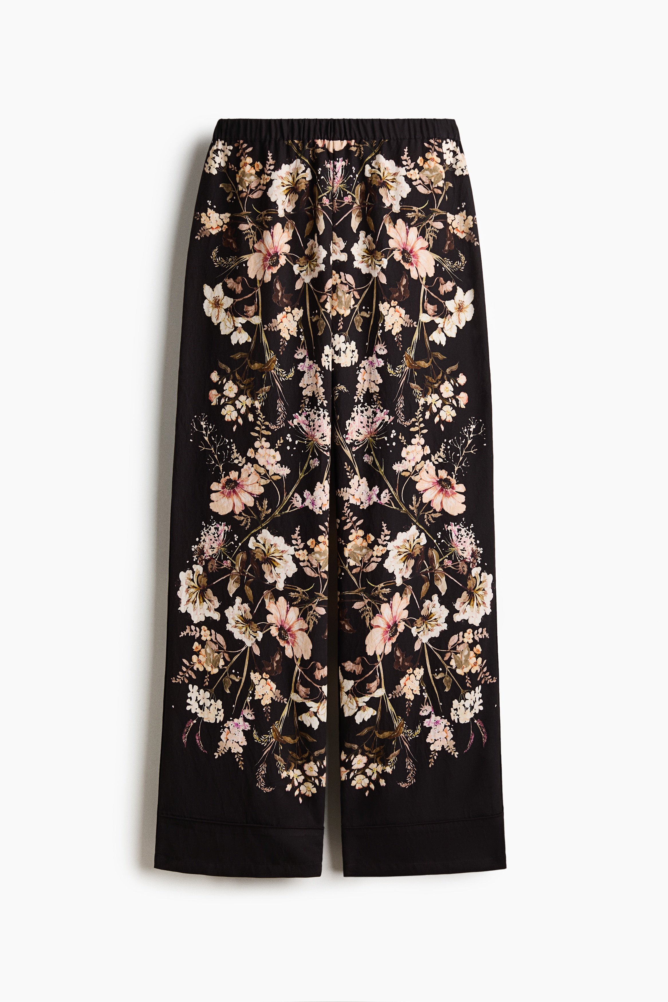 Pantaloni pull-on in twill - Nero/fiori