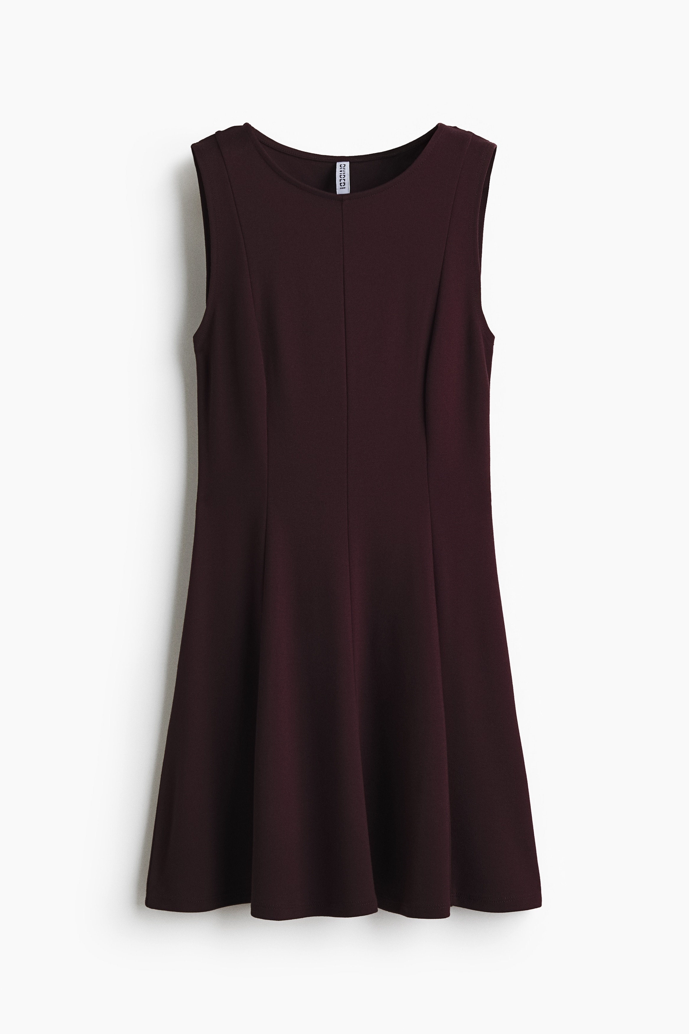 Ponte Dress with Flared Skirt - Plum red/Black