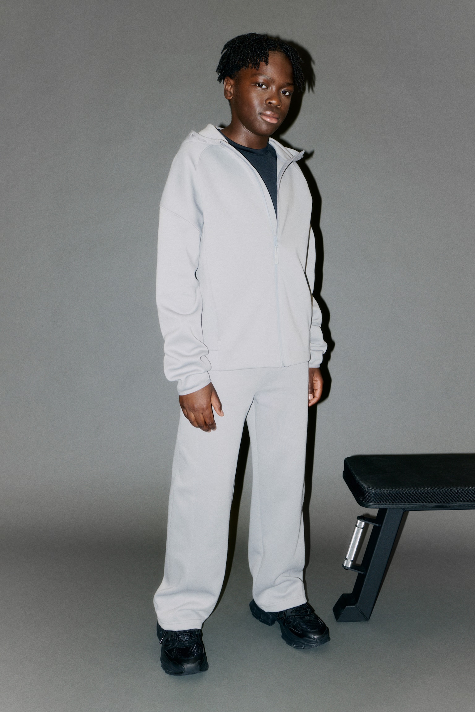 Rozpinana sportowa bluza z kapturem DryMove™ - Zakurzony szary/Zakurzony morski - 3