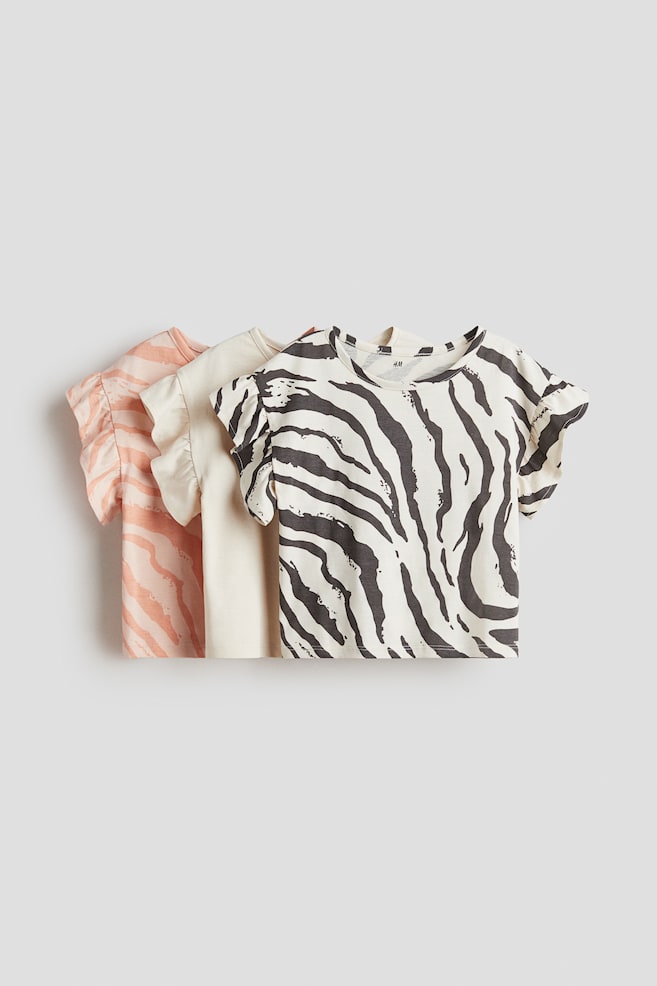 Lot de 3 tops en coton - Rose/motif zébré - 1