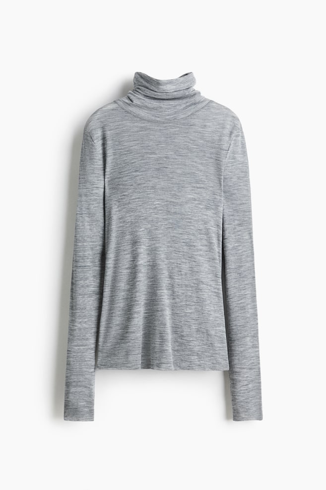 Wool polo neck top - Grey marl/Light greige marl/Dark mole marl/Black - 1
