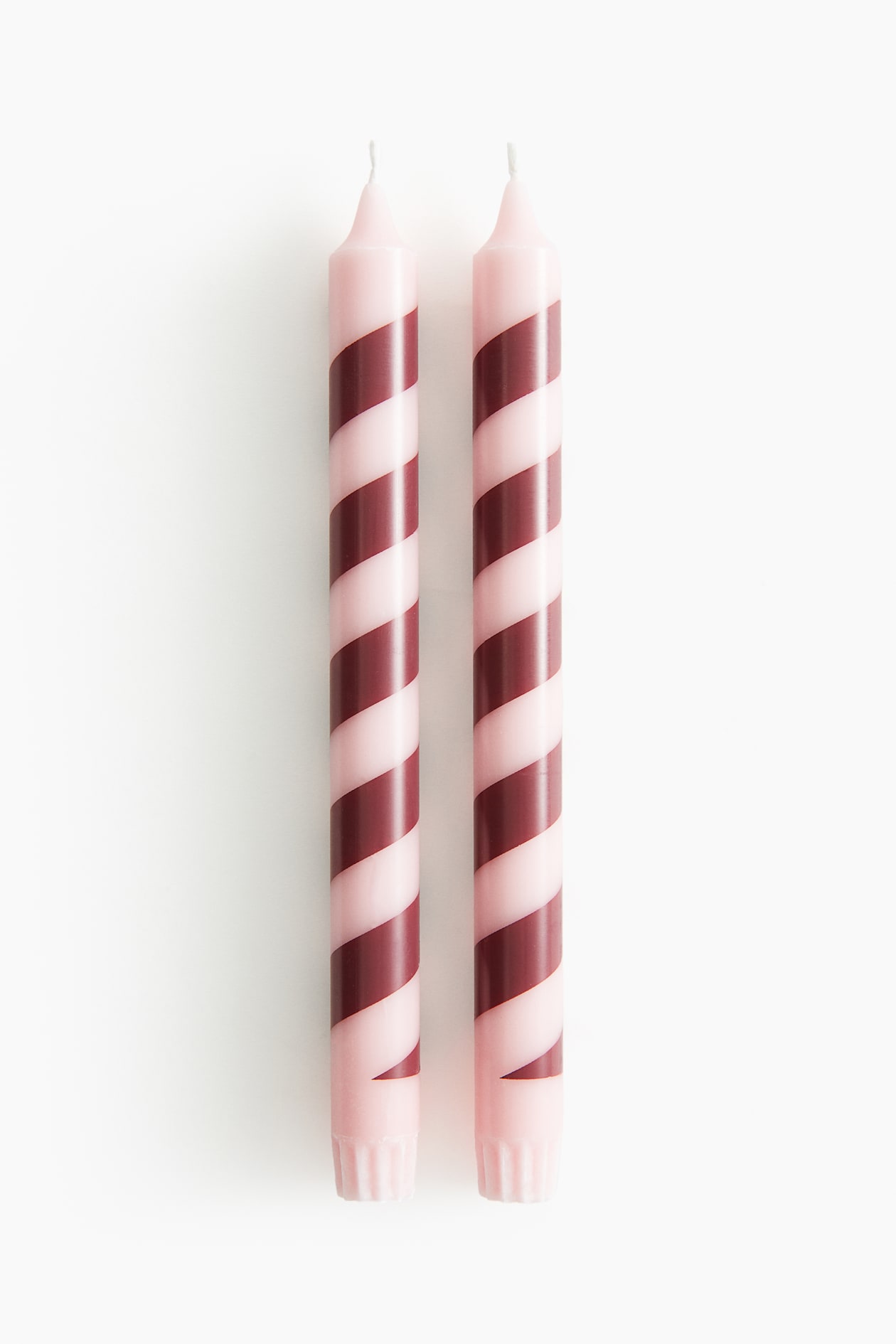 Lot de 2 bougies en forme de sucres d'orge - Rose/rayé - Home All | H&M CA