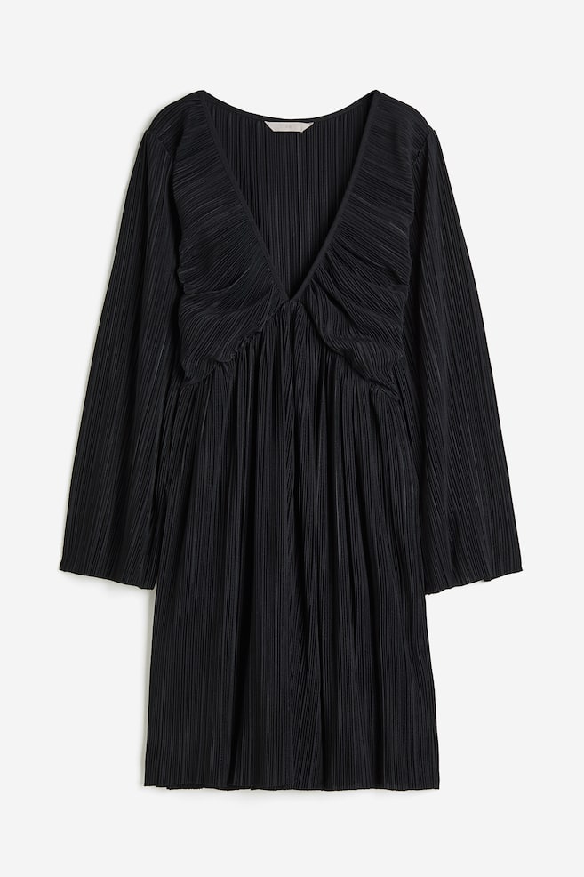 Pleated jersey dress - Black - 1