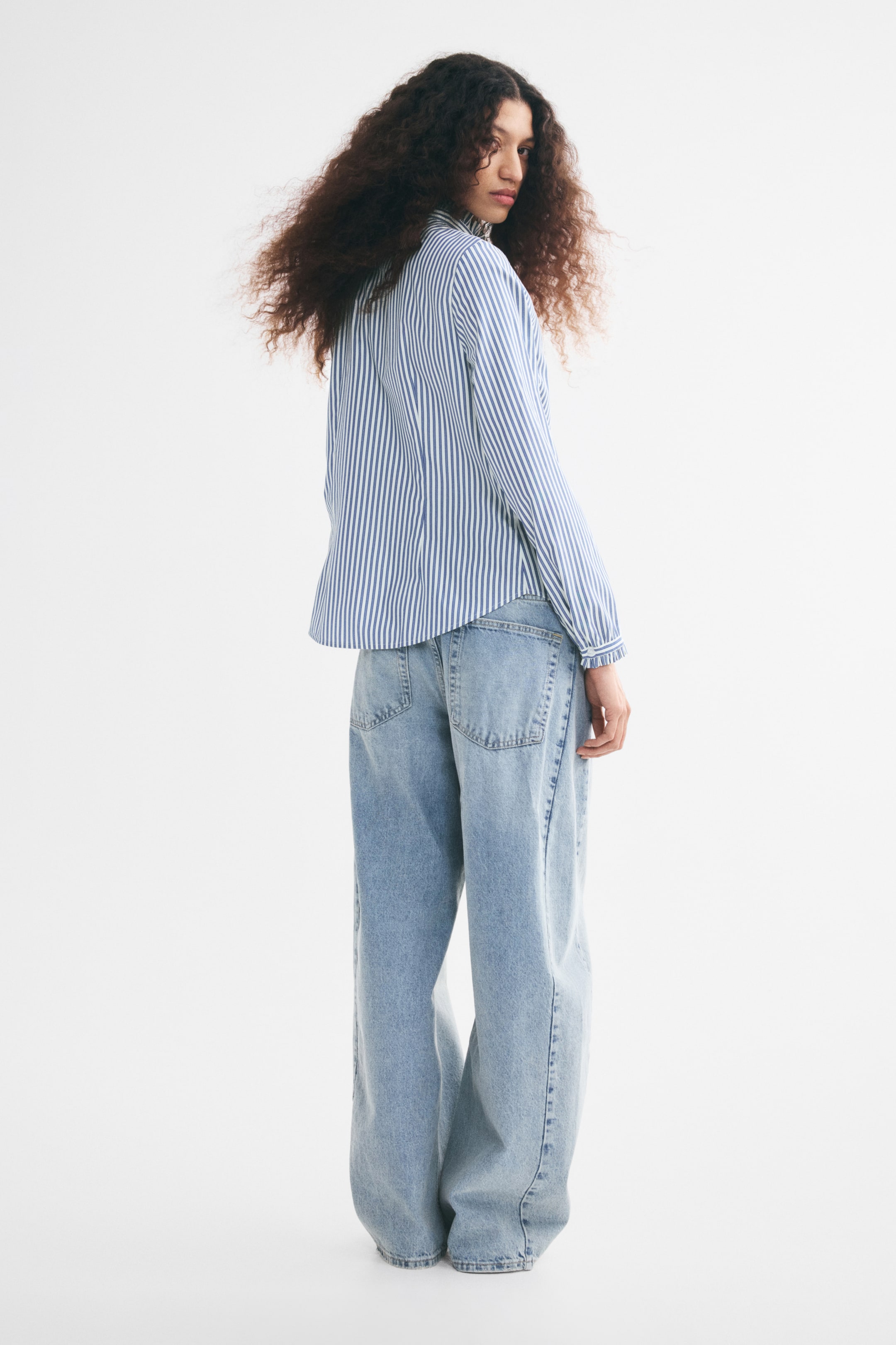 Ruffle-Trimmed Button-Front Blouse