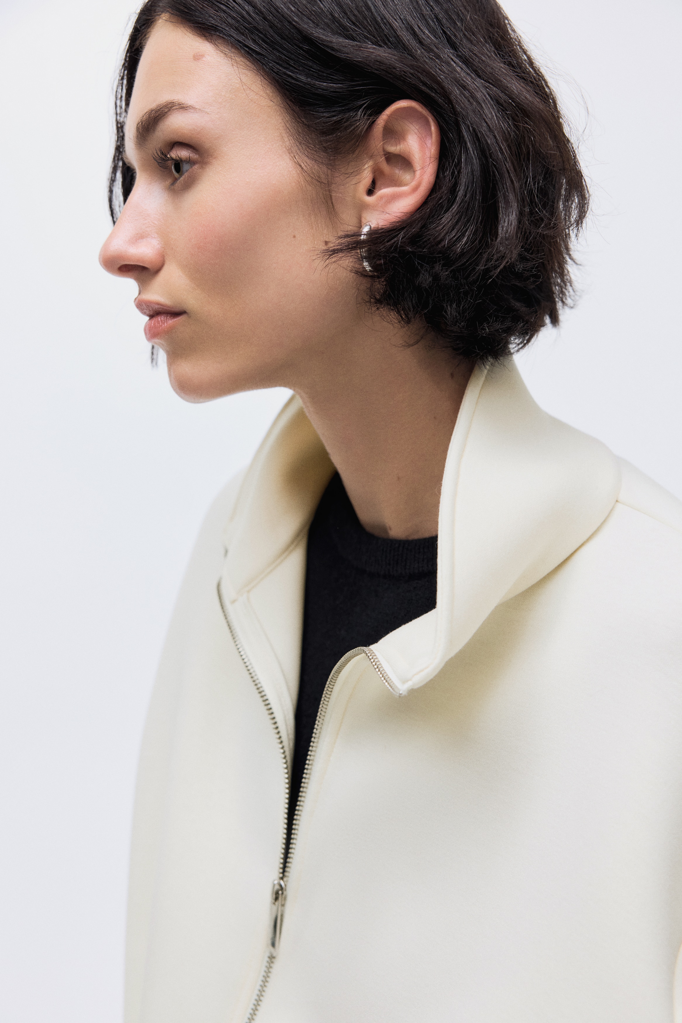 Scuba Fabric Jacket - Cream - Ladies | H&M US