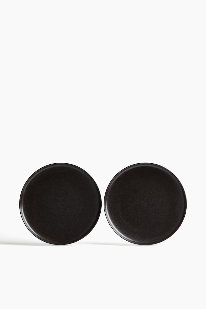 Set van 2 dinerborden met reactief glazuur - Zwart/Beige/Lichtbeige - 1