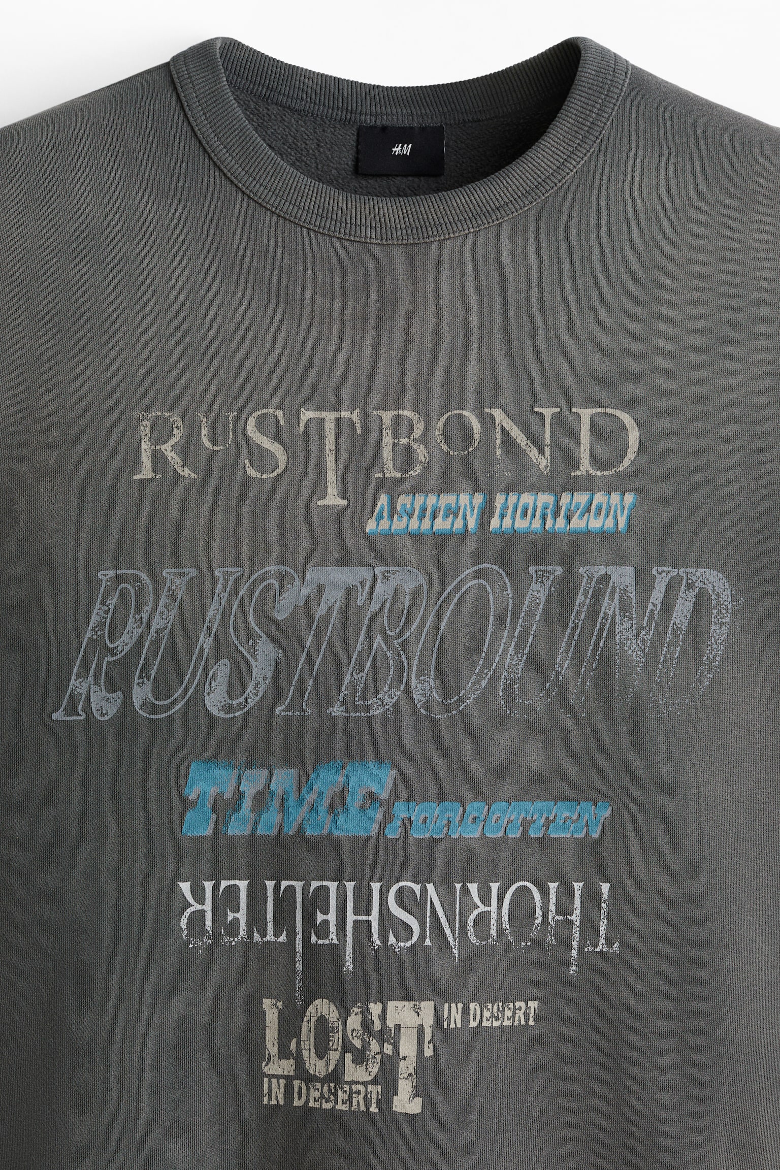 프린트 스웨트셔츠 루즈핏 - 다크 그레이/블랙 - 3