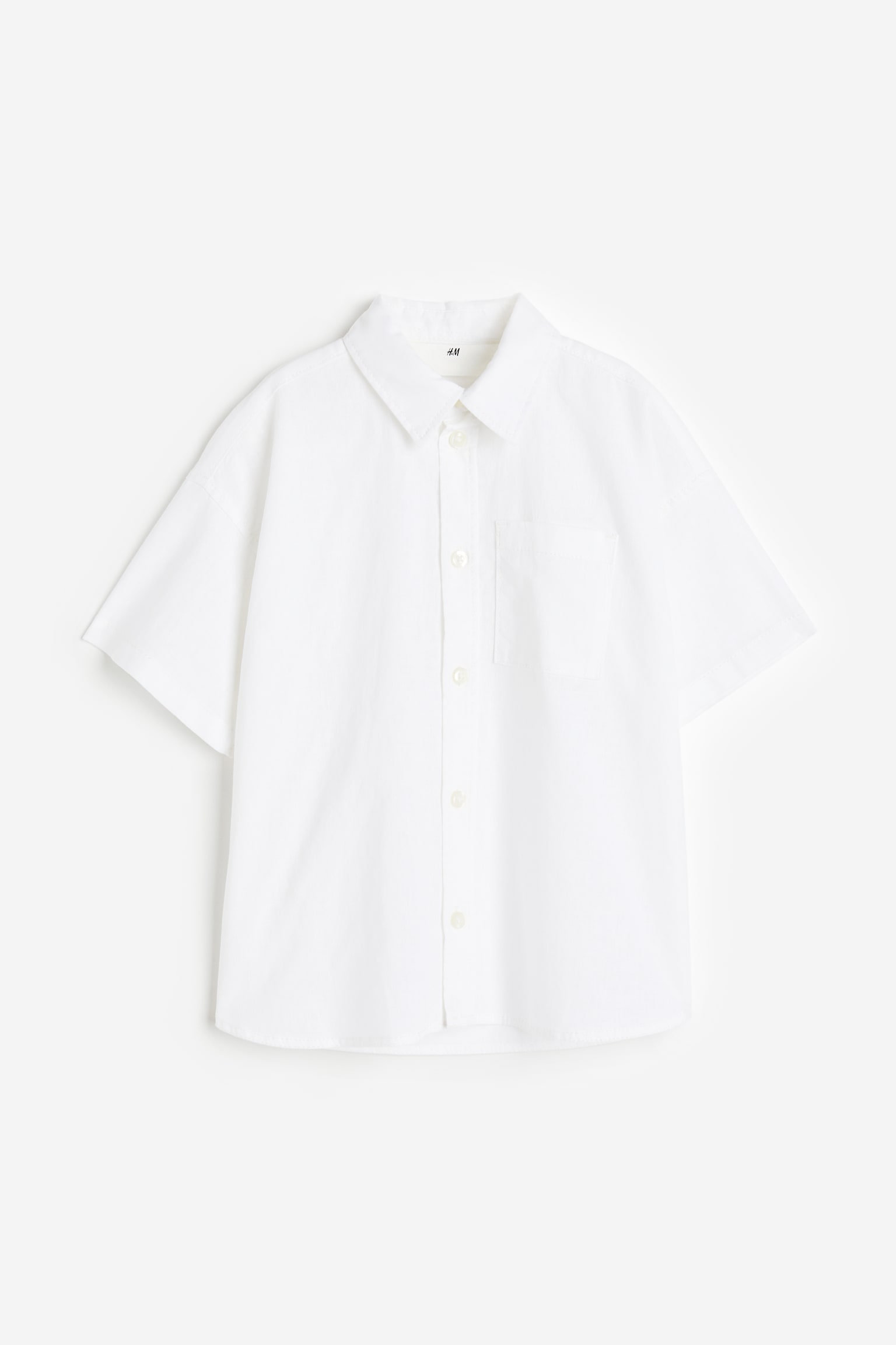 Linen-blend poplin shirt - White - 1