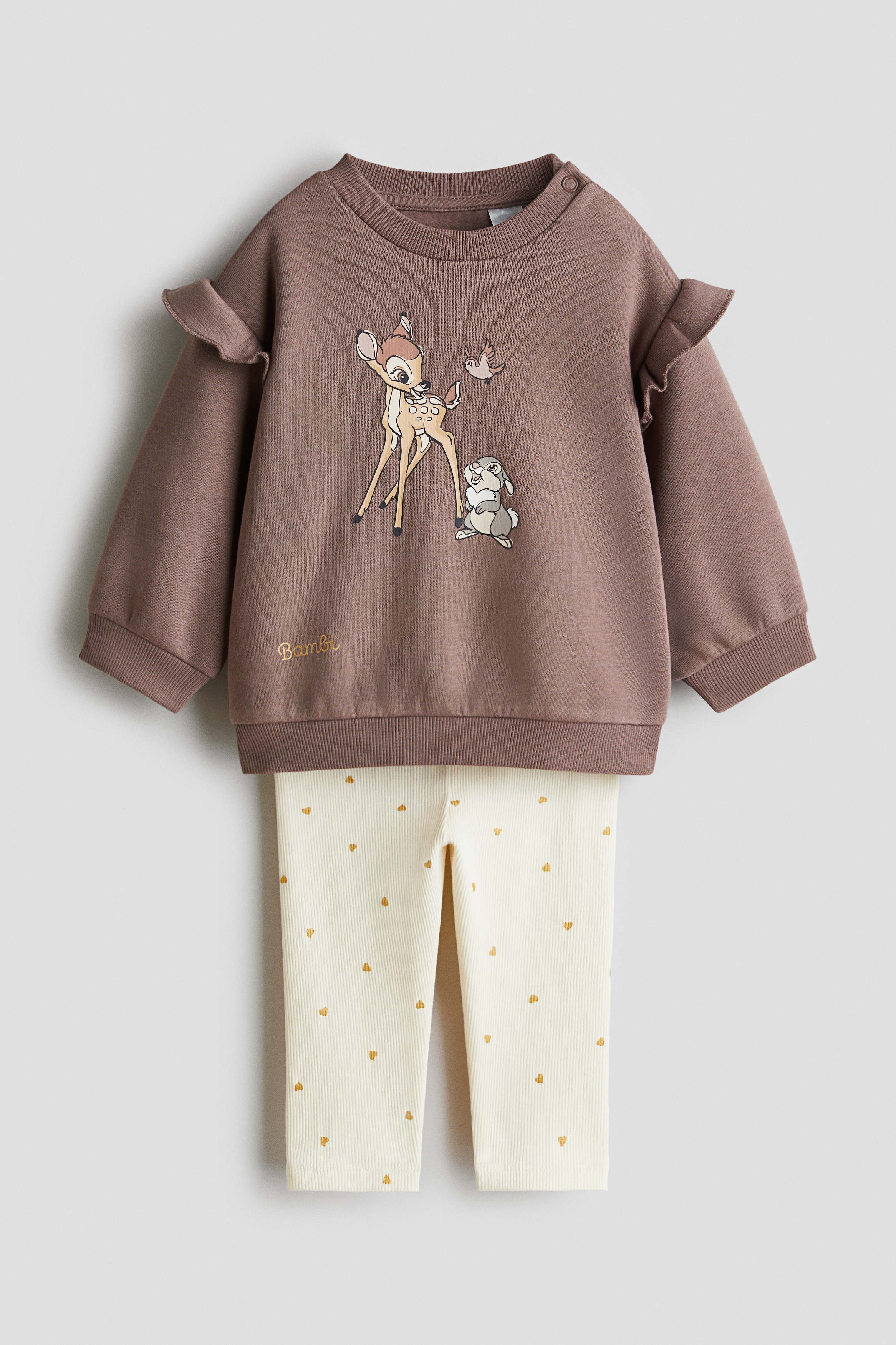 Noworodek - Komplet 2-częściowy z nadrukiem Brązowy/Bambi - Size: 104 (3-4Y)  - H&M