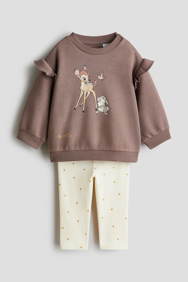 2-Piece Printed Set - Brown/Bambi/Light pink/Minnie Mouse - 1