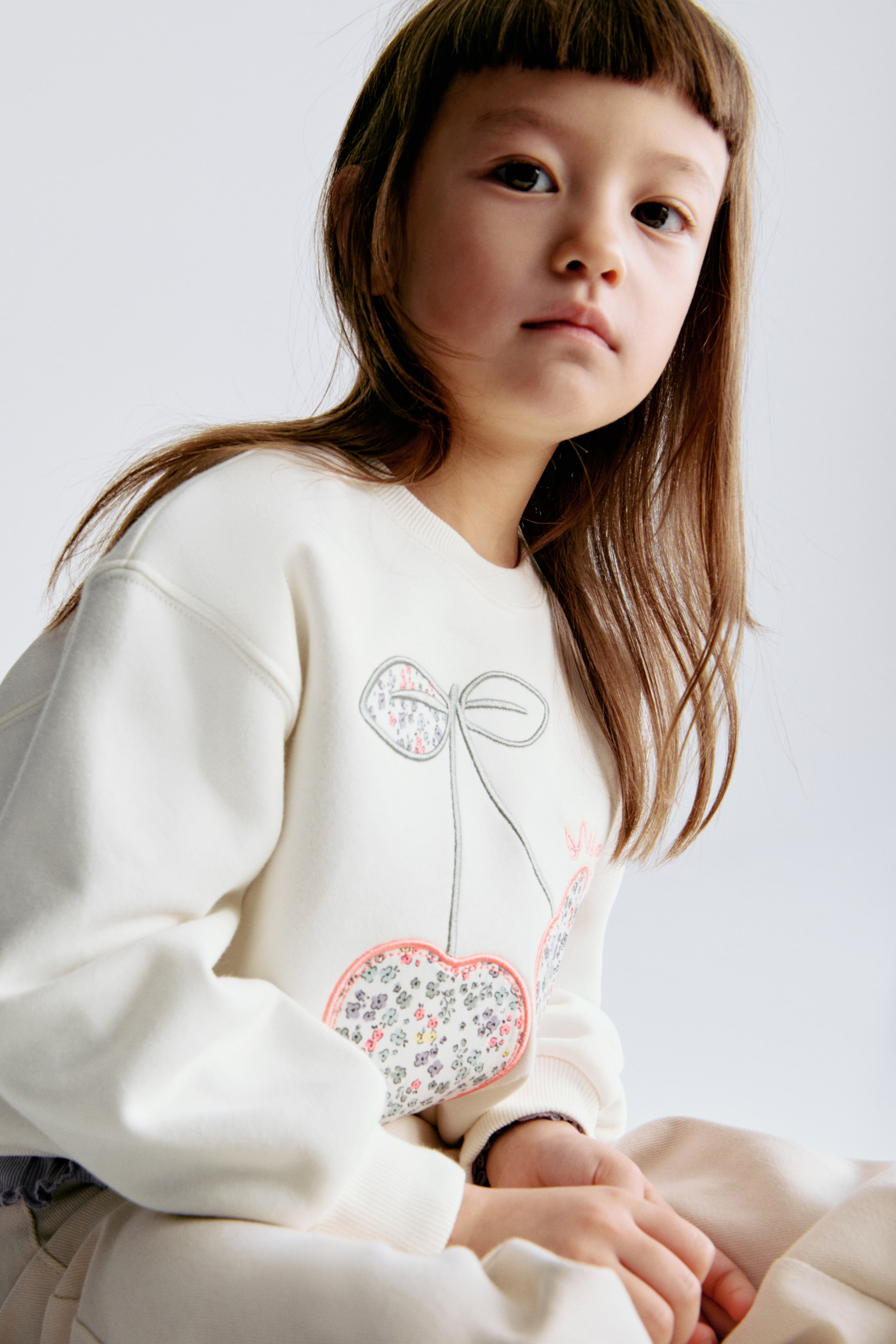 View larger image: Motif-detail sweatshirt - White/Cherries - Kids | H&M 2