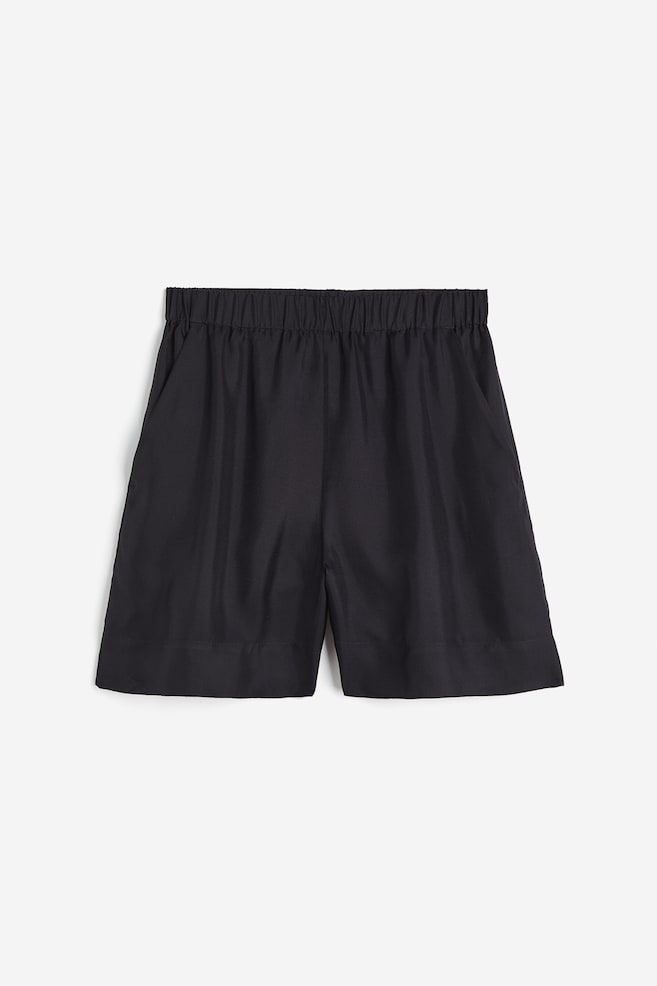 Silk-blend twill shorts - Black/Light beige - 2