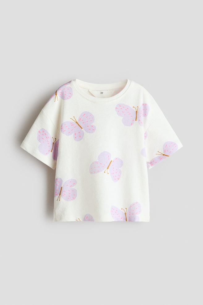 T-Shirt aus Baumwolle - Elfenbein/Schmetterlinge/Weiss/Wassermelonen/Gelb/Erdbeere - 1