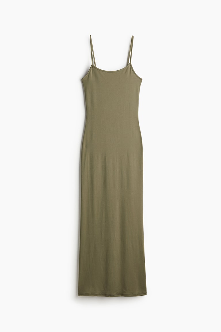 olive green strappy dress Polina | Olive High-Neck Maxi Dress With Drape And Gold-Detail main image 1