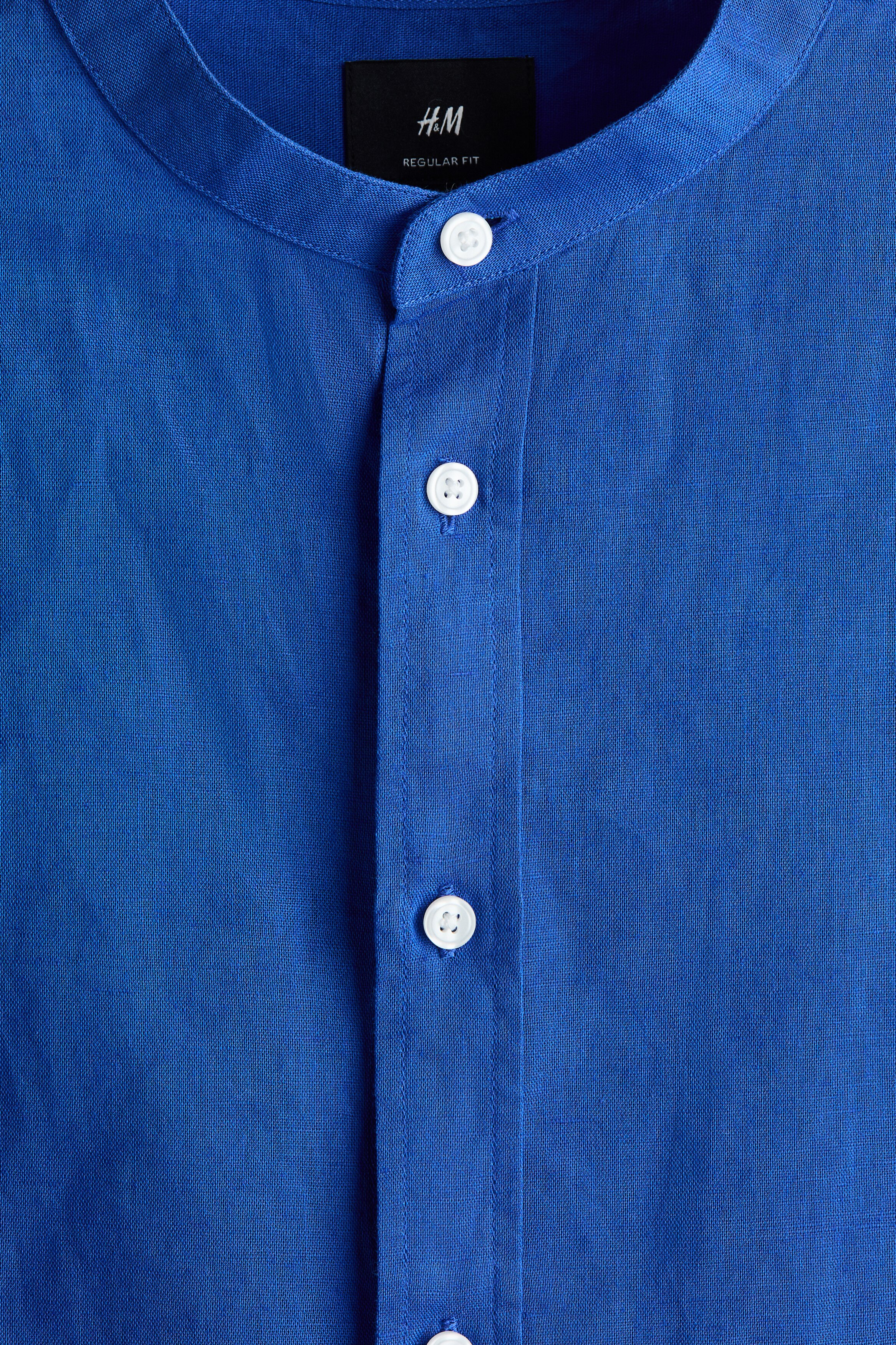 Regular Fit Linen-blend grandad shirt