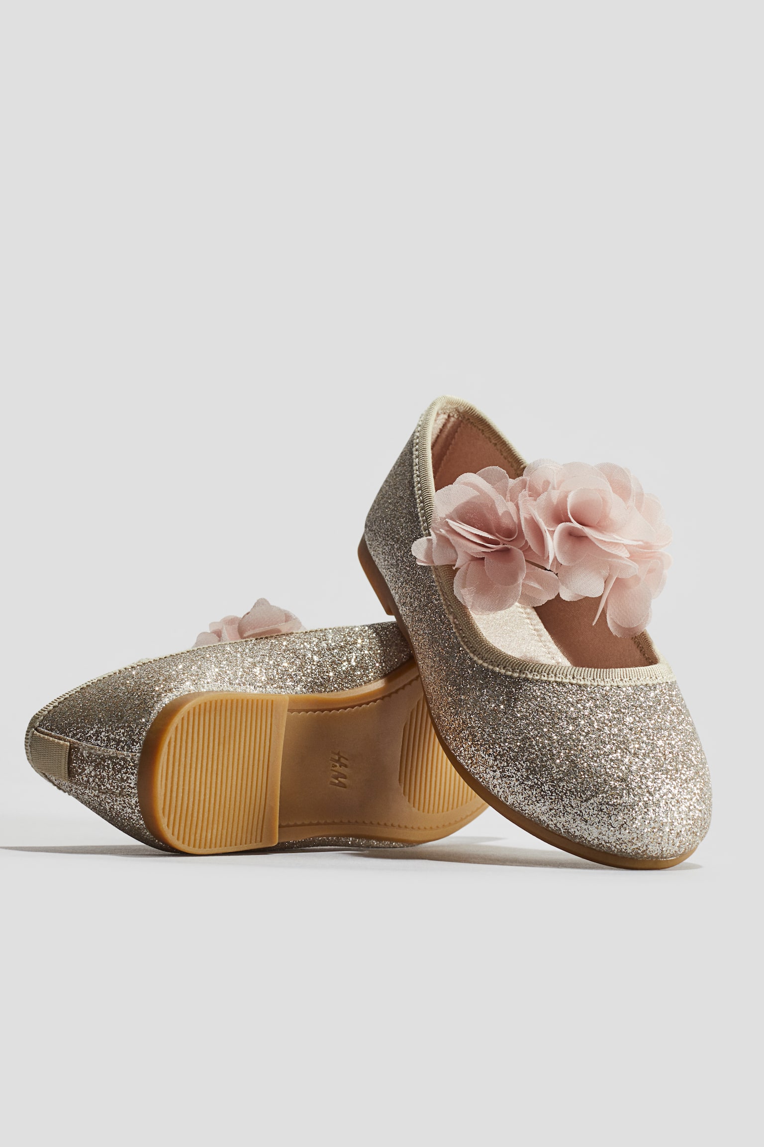 Appliquéd ballet pumps - Gold-coloured/Light pink/Unicorn/Pink/Light pink/Glittery - 2