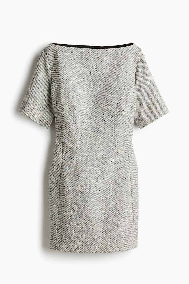 Boat-neck mini dress - Grey marl - 1