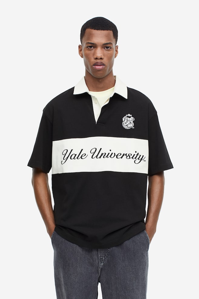 Relaxed Fit Motif-detail polo shirt - Black/Yale University - 1