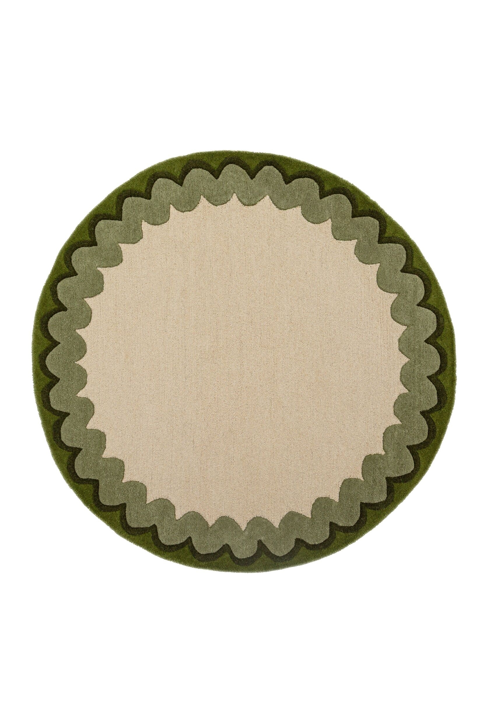 Alfombra De Lana Wiggle Border Circular
