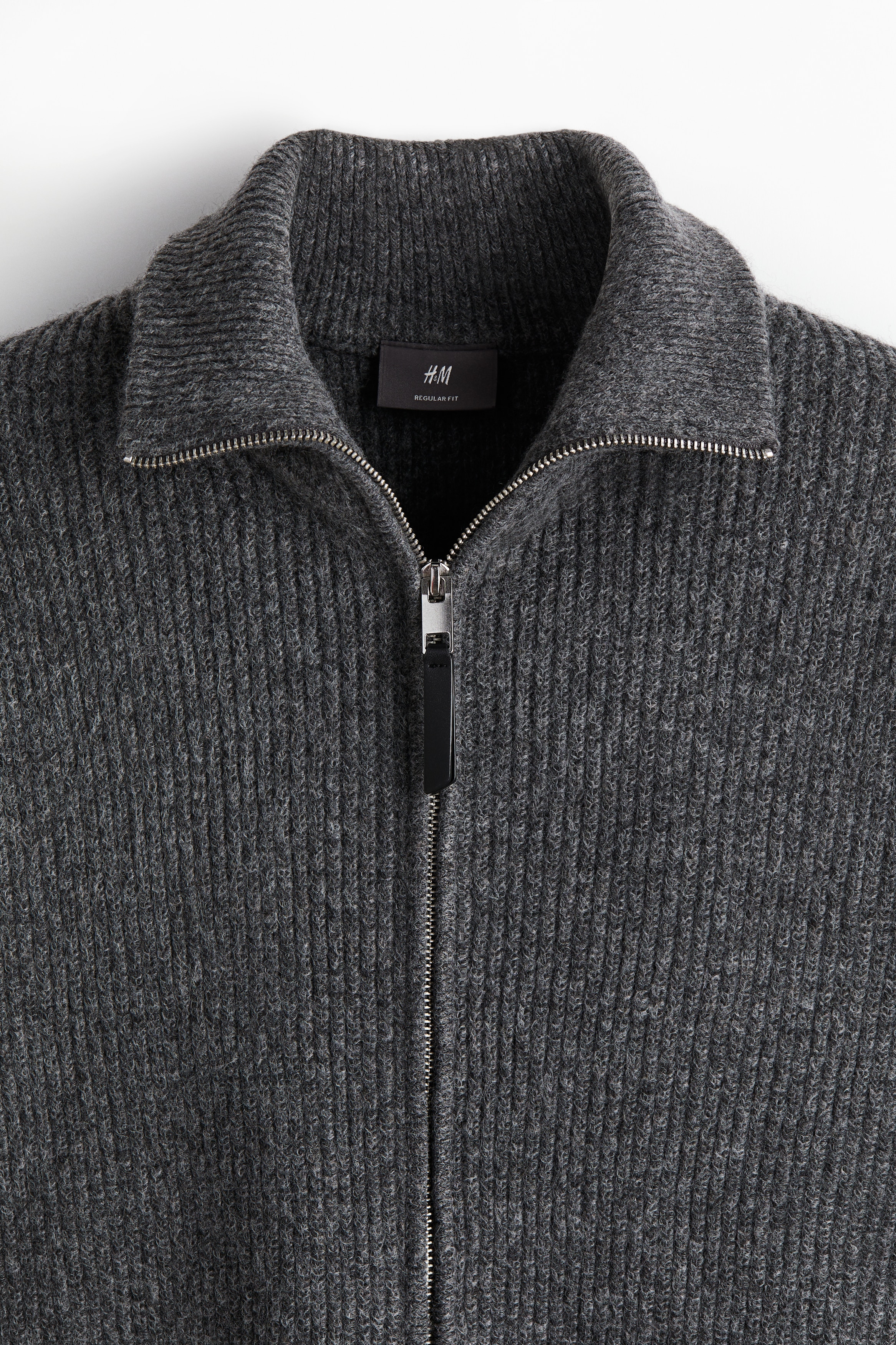 Men's Dark gray melange Regular Fit Rib-Knit Cardigan | H&M US