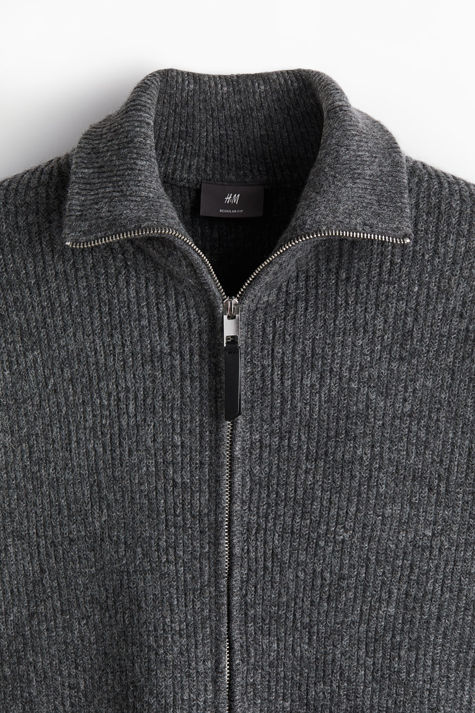 Regular Fit Rib-knit cardigan - Dark grey marl/Beige/Cream/Dark brown/Navy blue - 4