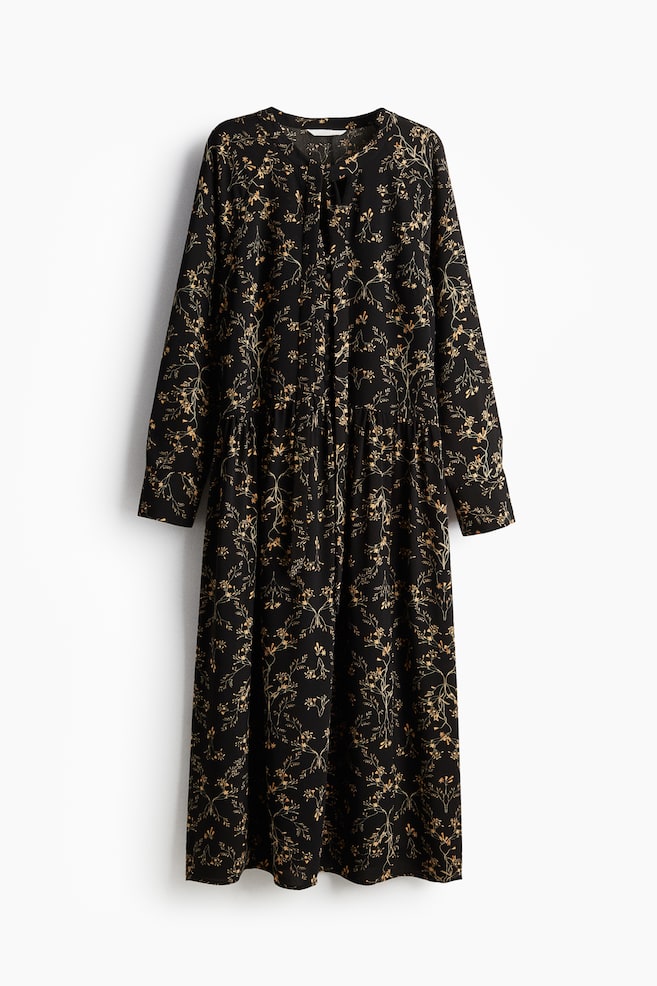 Robe avec col à nouer - Noir/motif - 1