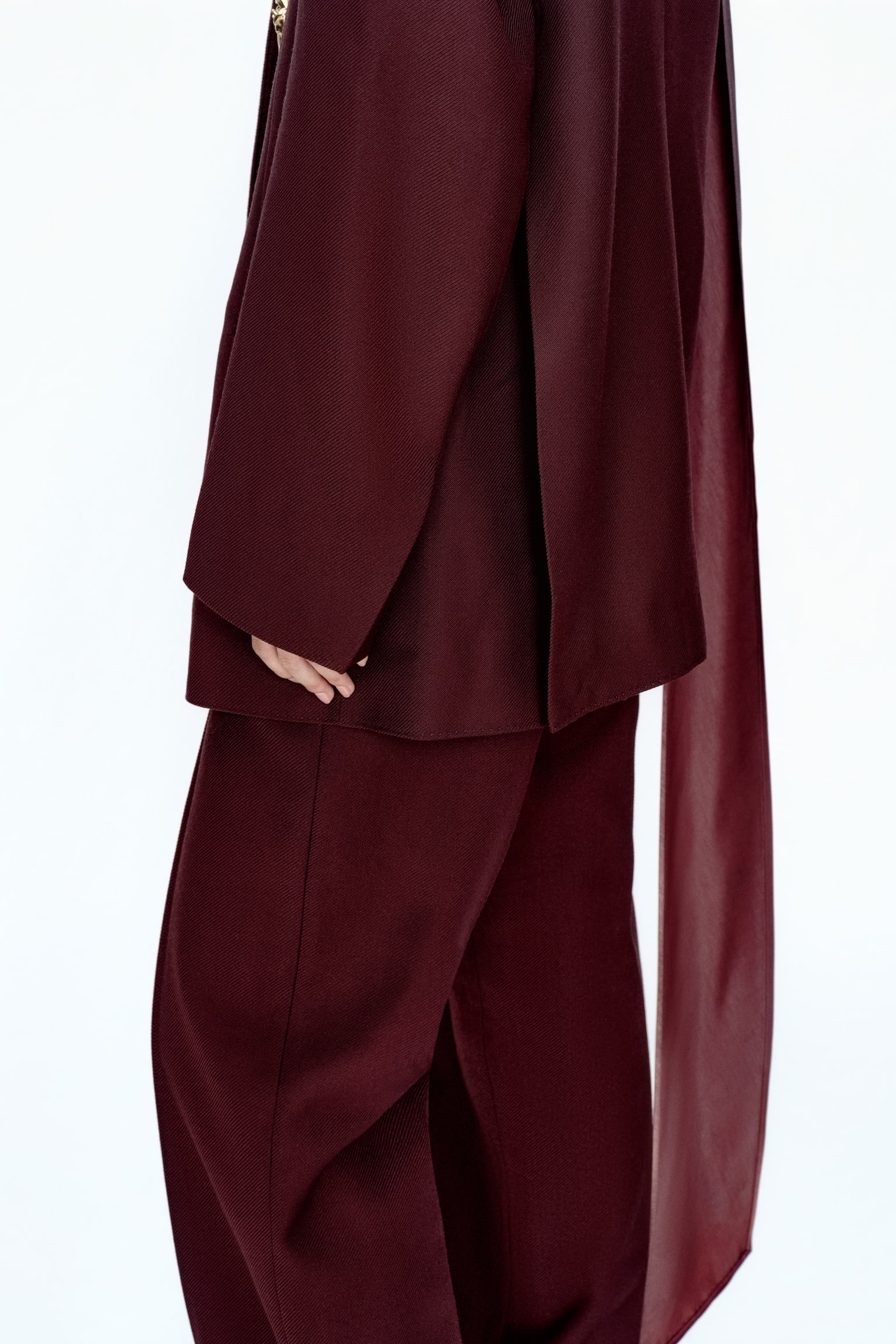 Wool-Blend Jacket - Burgundy/Gray melange - 3
