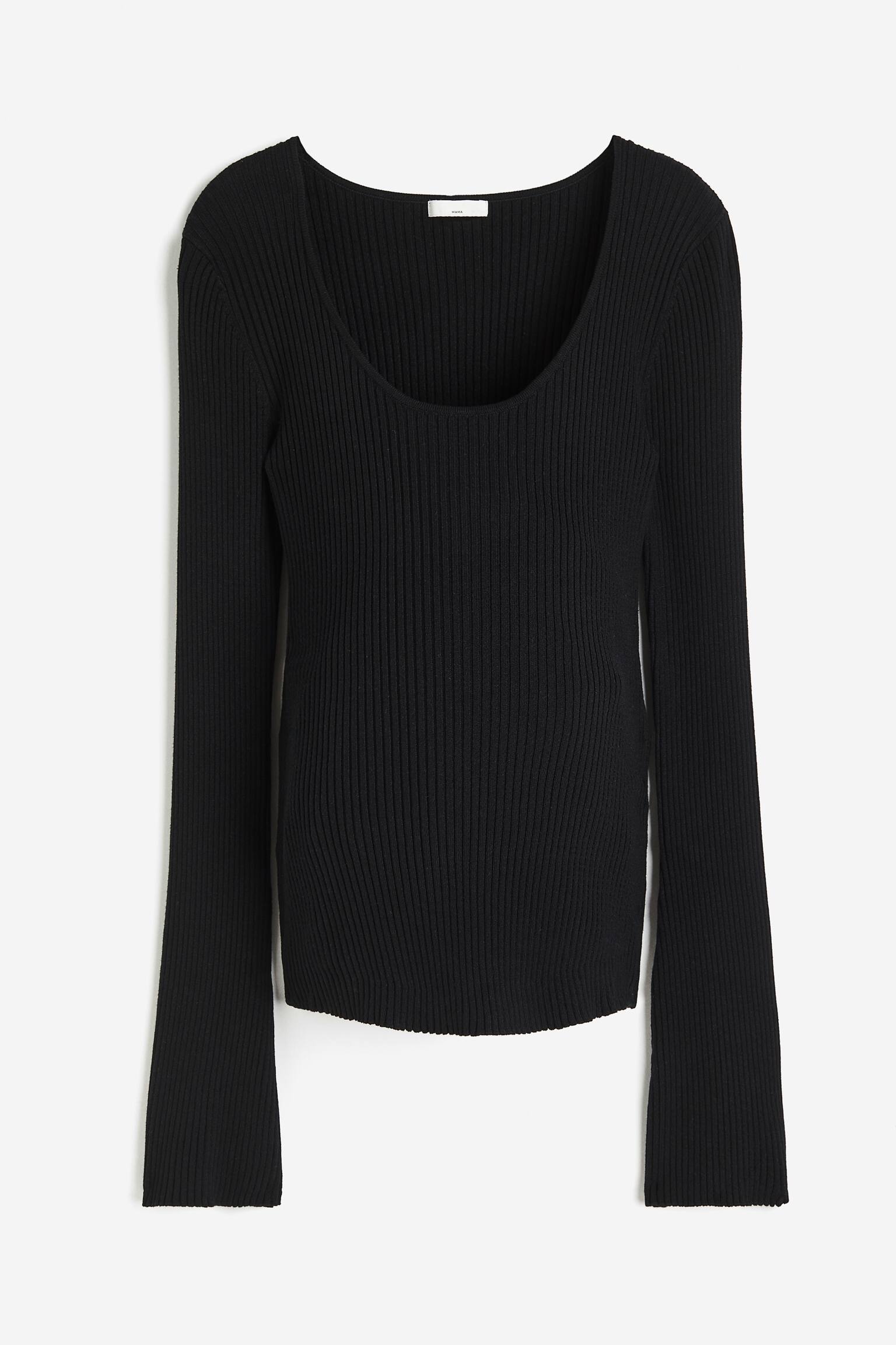 MAMA Rib-knit top - Black - 1