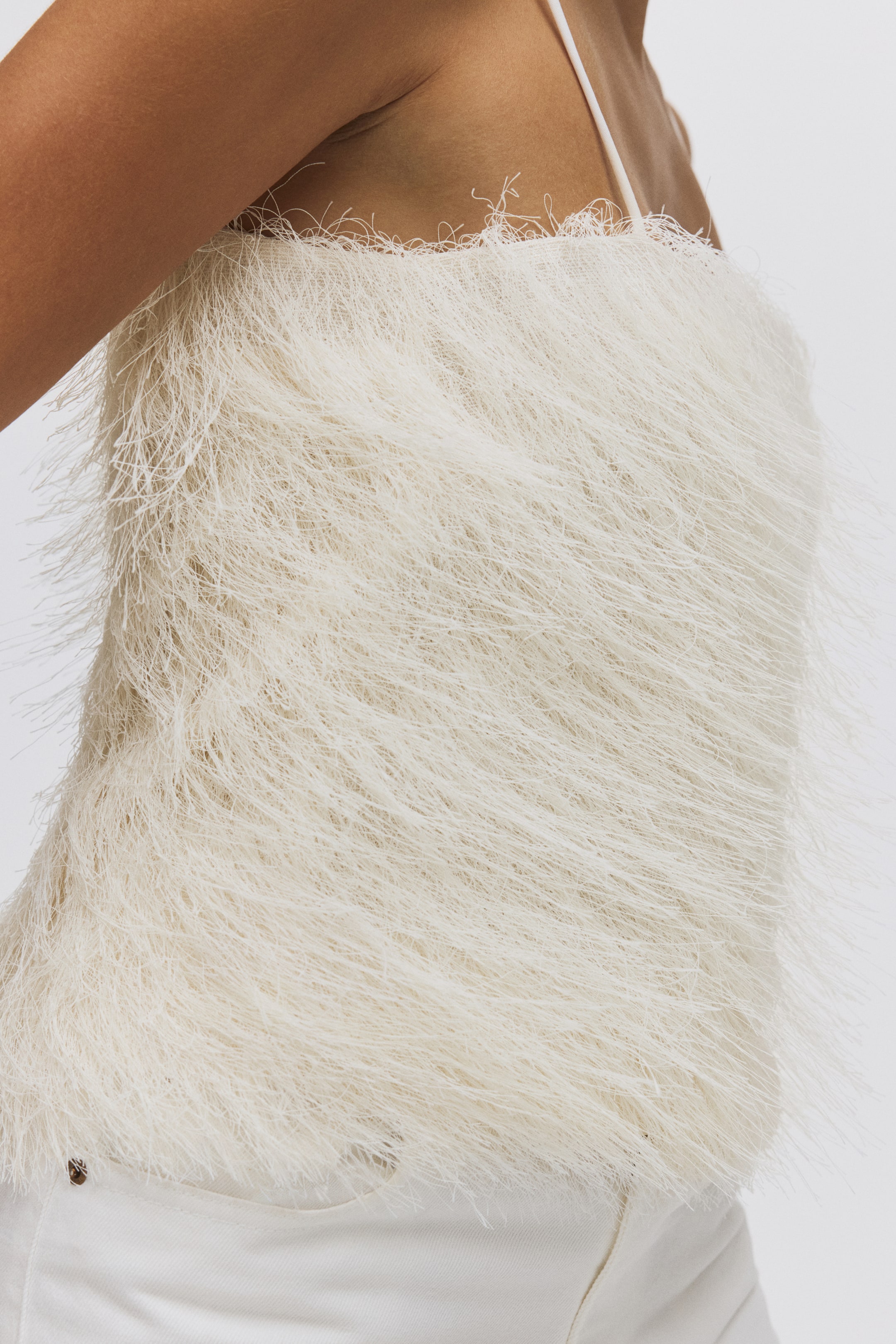 Nagyobb kép megtekintése: Rojtos pántos felső - Krémszínű - NŐI | H&M HU 5